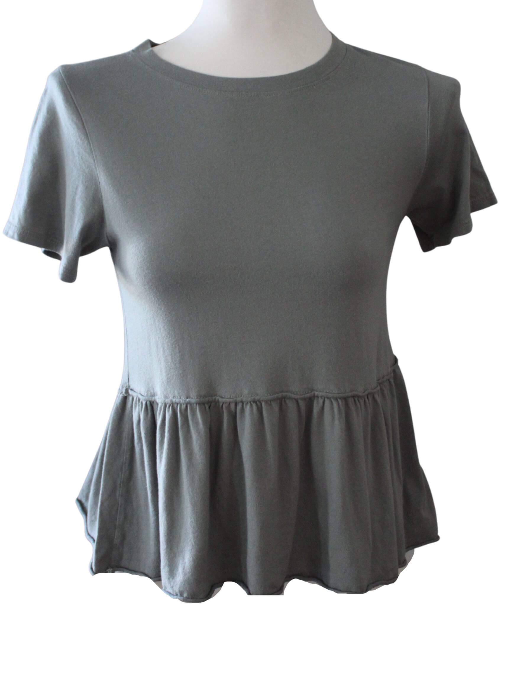 Light Spring JOLIE ruffle hem sage green tee