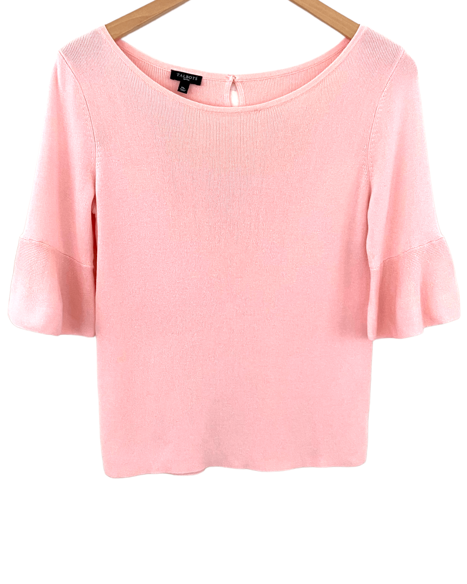 Light Spring TALBOTS candy heart pink ruffle cuff sweater