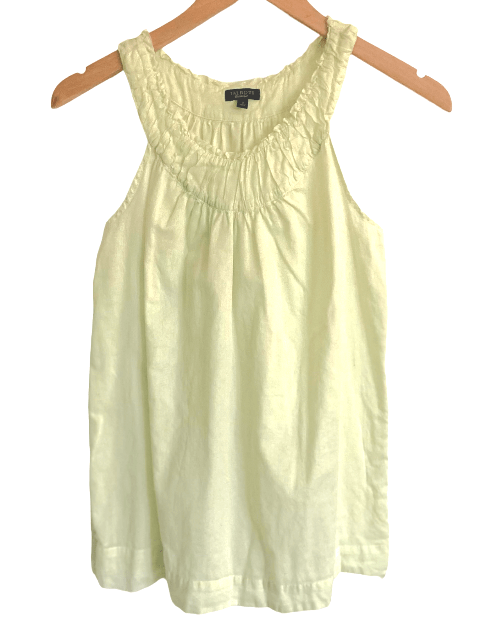 Light Spring TALBOTS pleated pistachio green sleeveless woven top