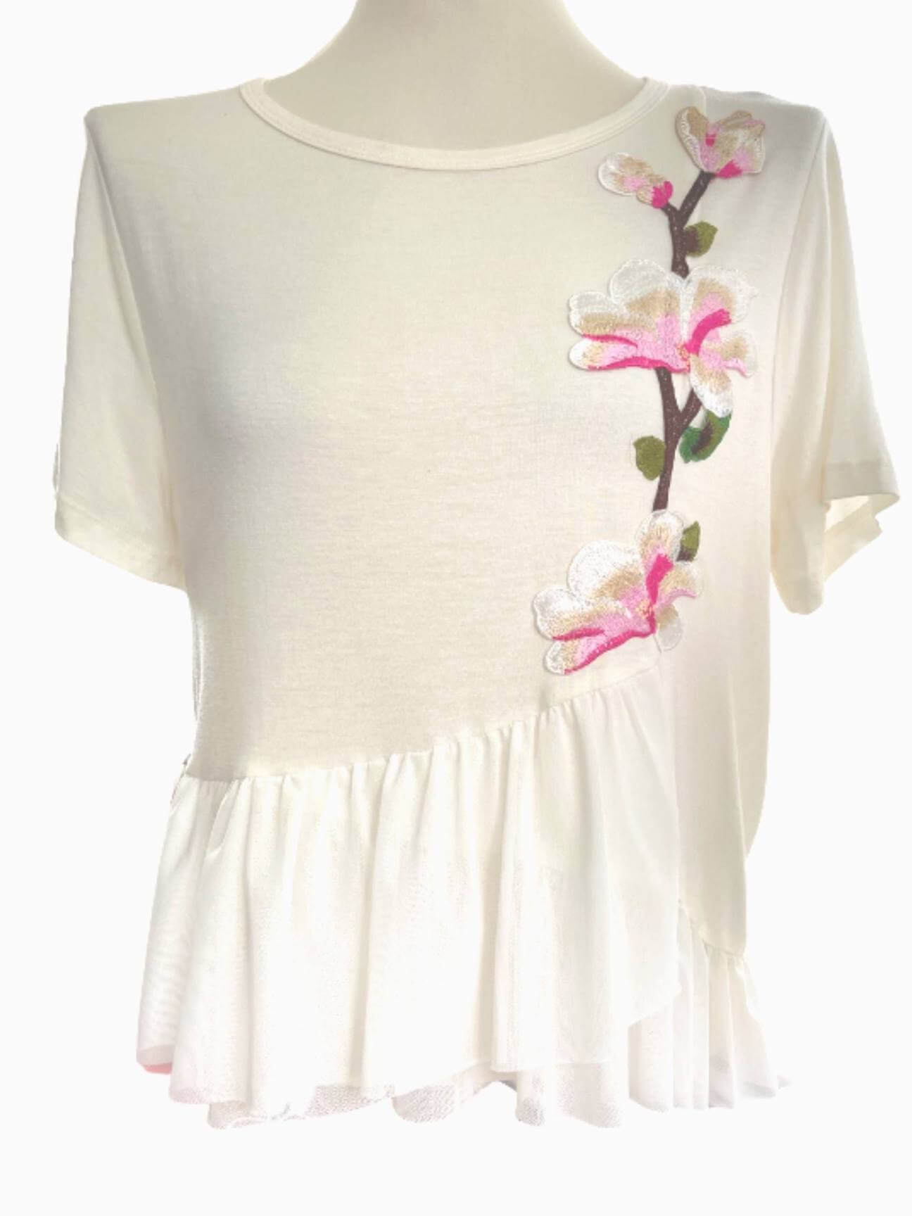 Light Spring TWINKLE embroidered ruffle top