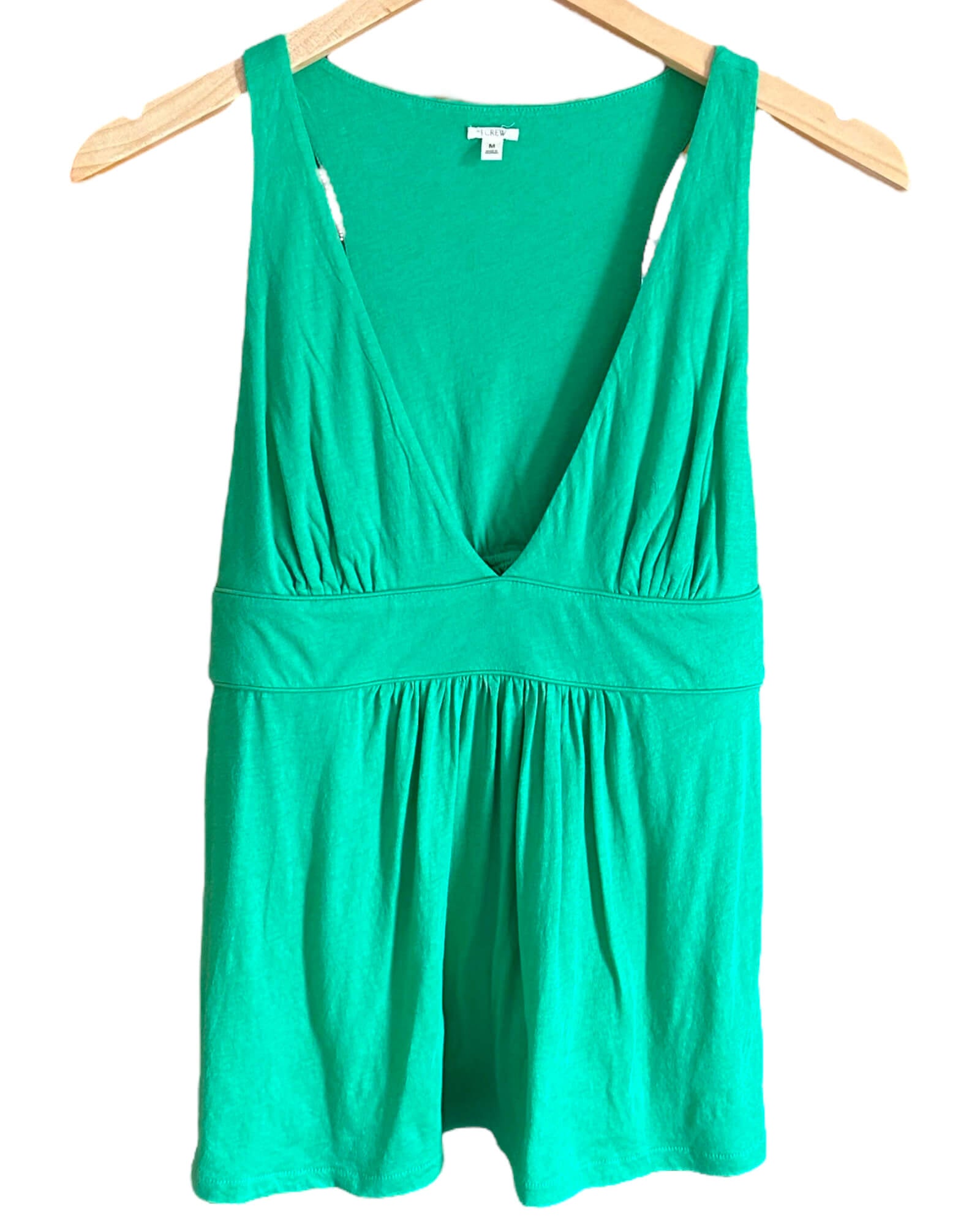 Light Spring J.CREW sleeveless deep-v shamrock green top