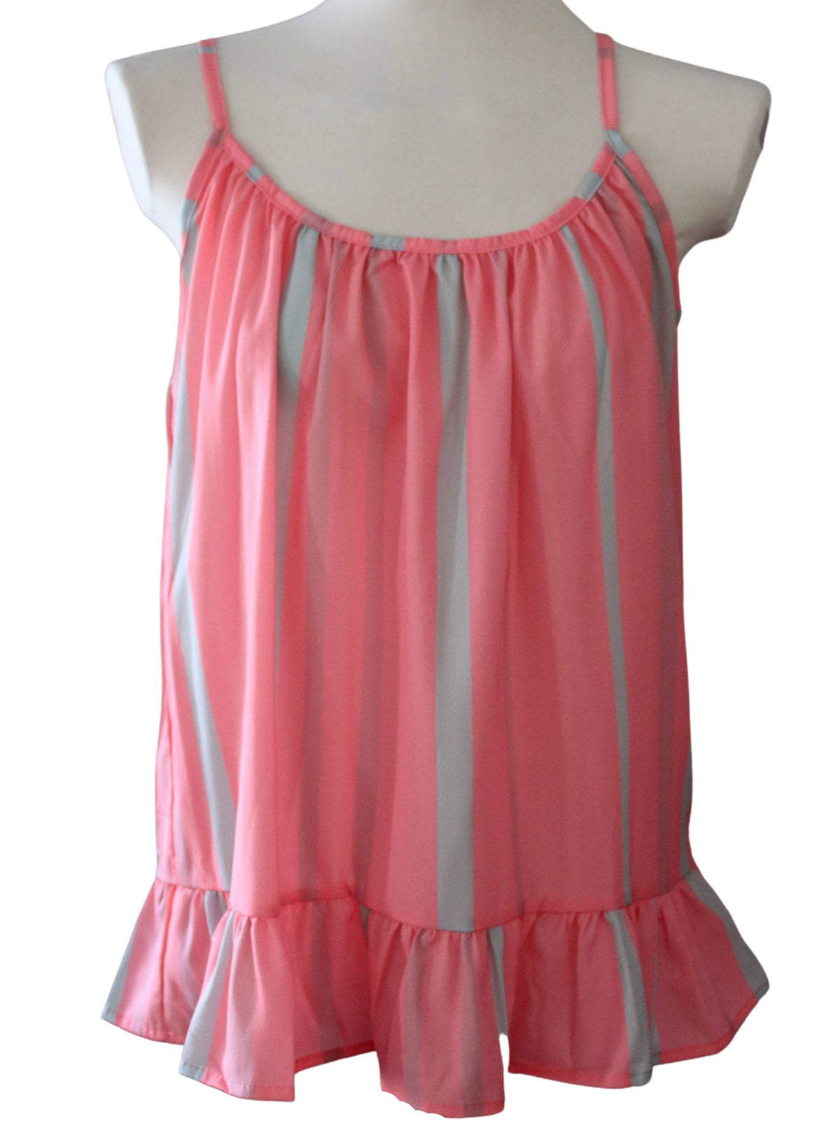 Light Spring MISSTOOK pink striped ruffle tank