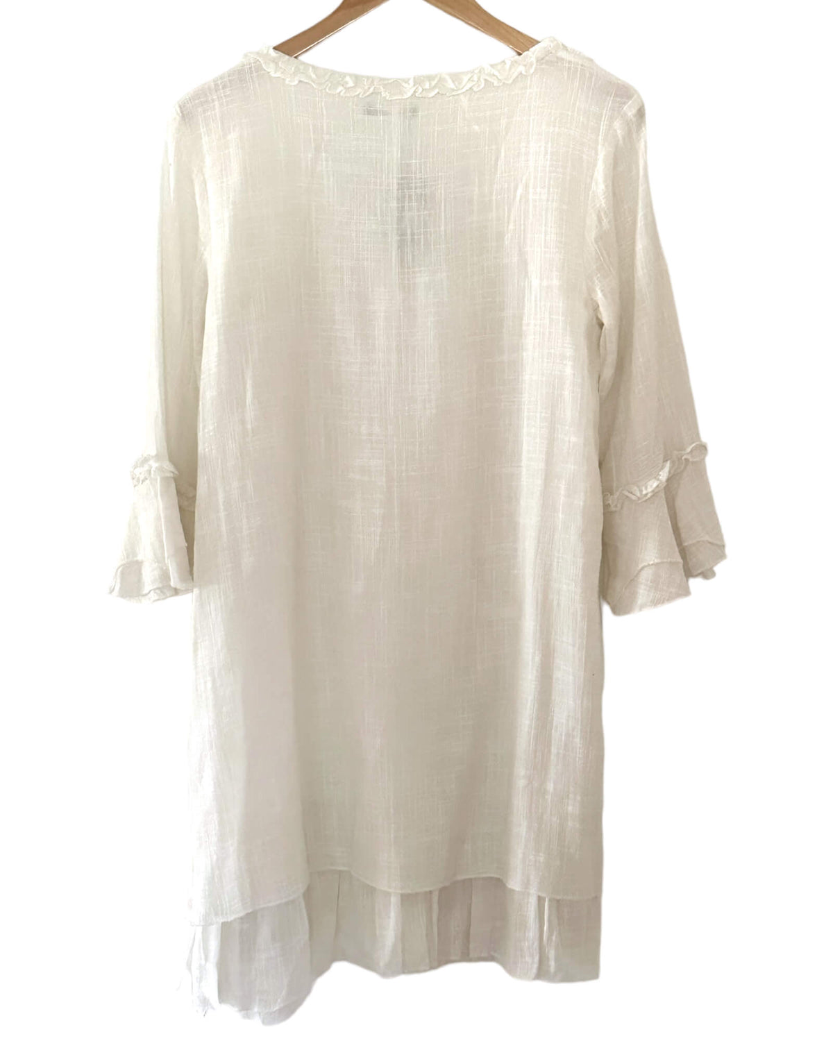 Light Summer ADORN white linen ruffle dress 