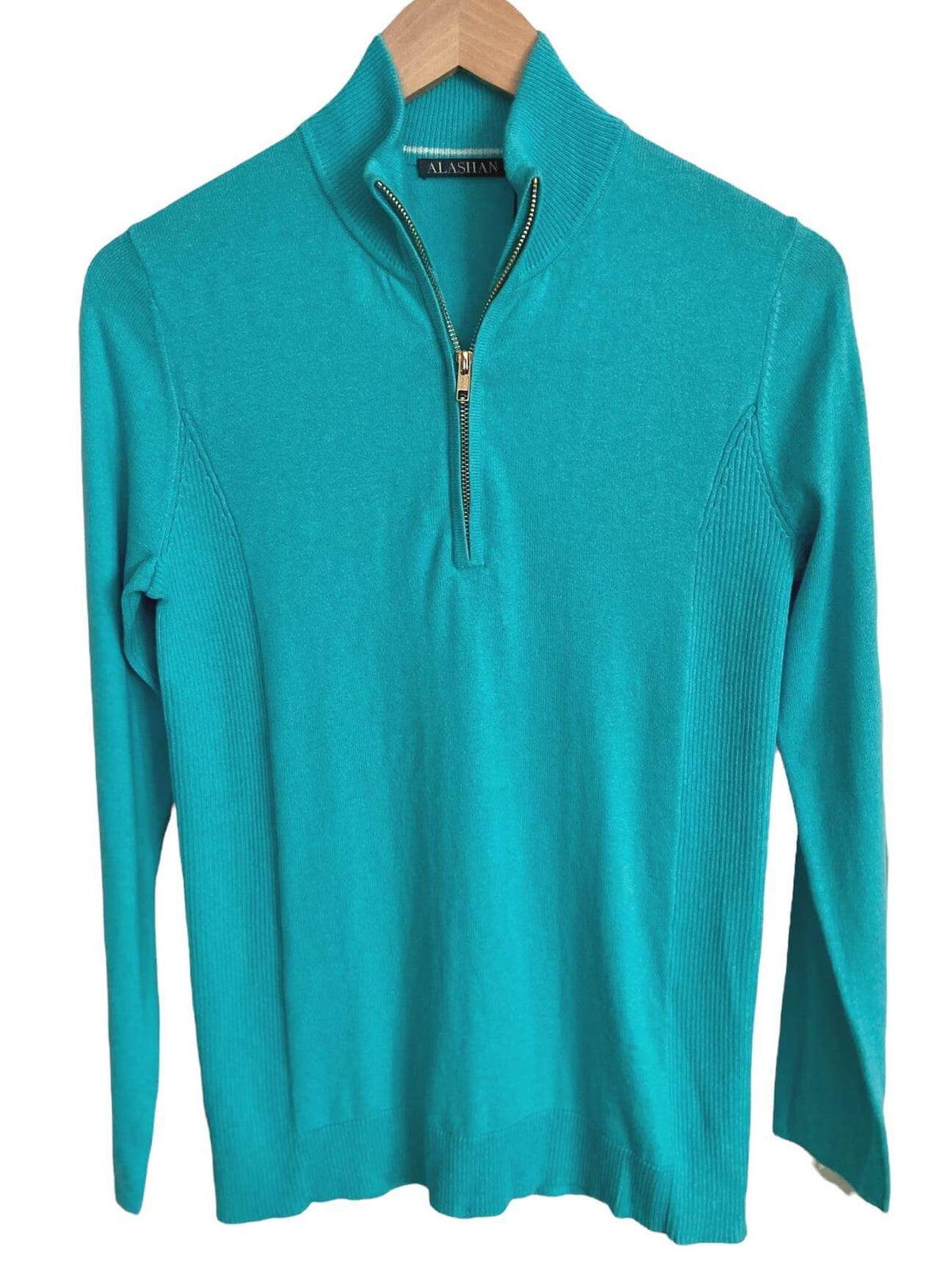 Light Summer ALASHAN aqua half zip pullover sweater