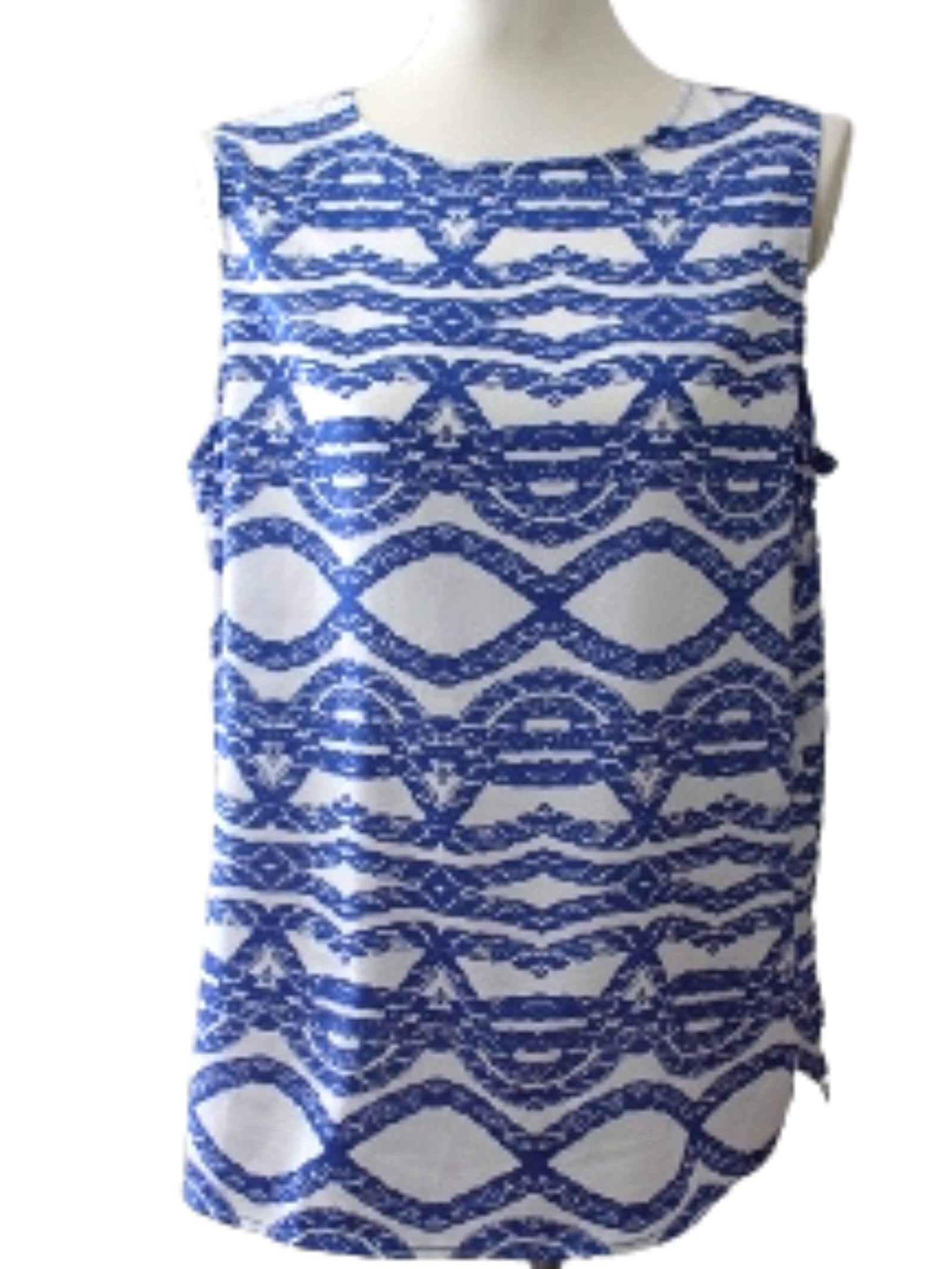Light Summer ANN TAYLOR nautical print top;
