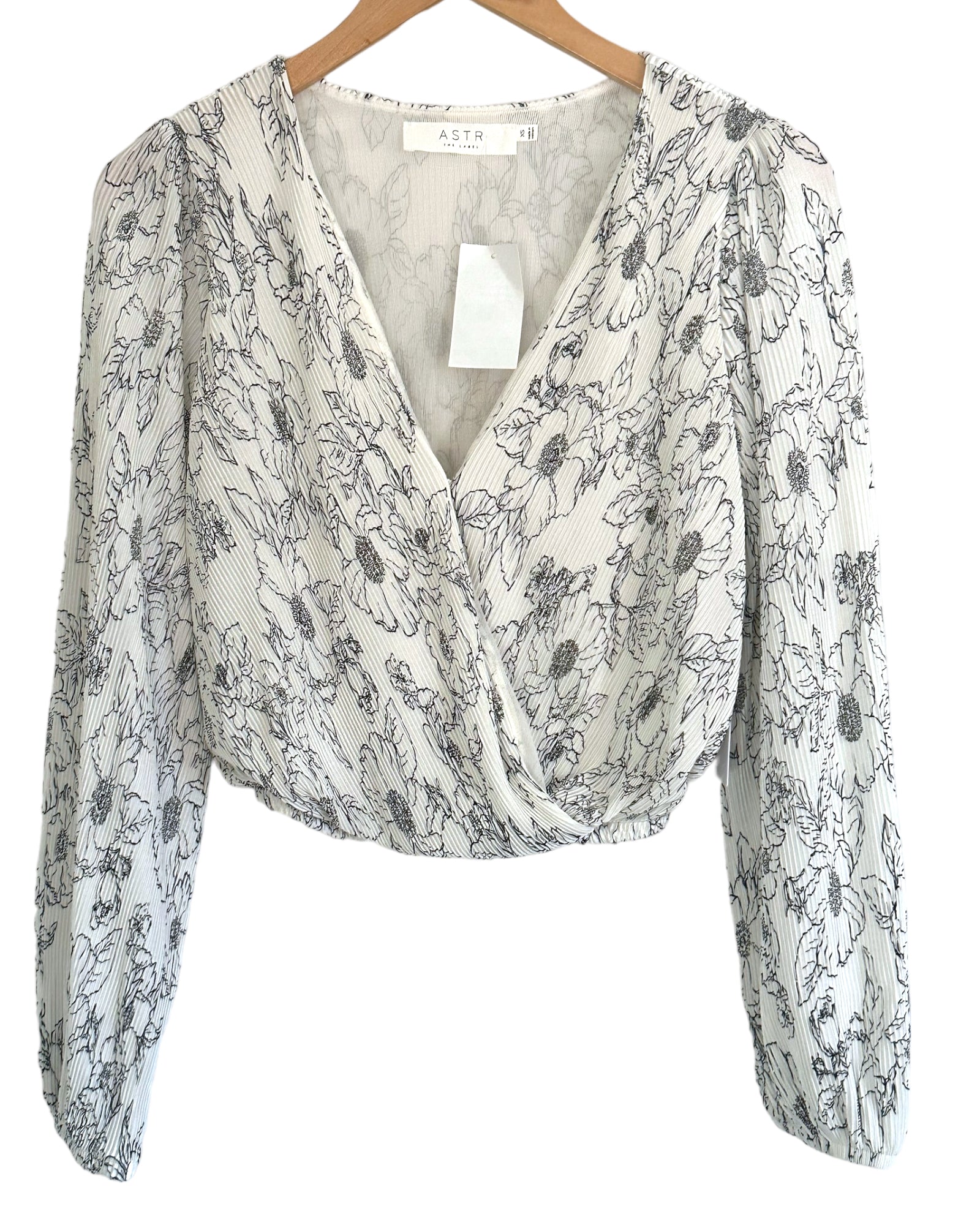 Light Summer ASTR pleated faux wrap floral blouse