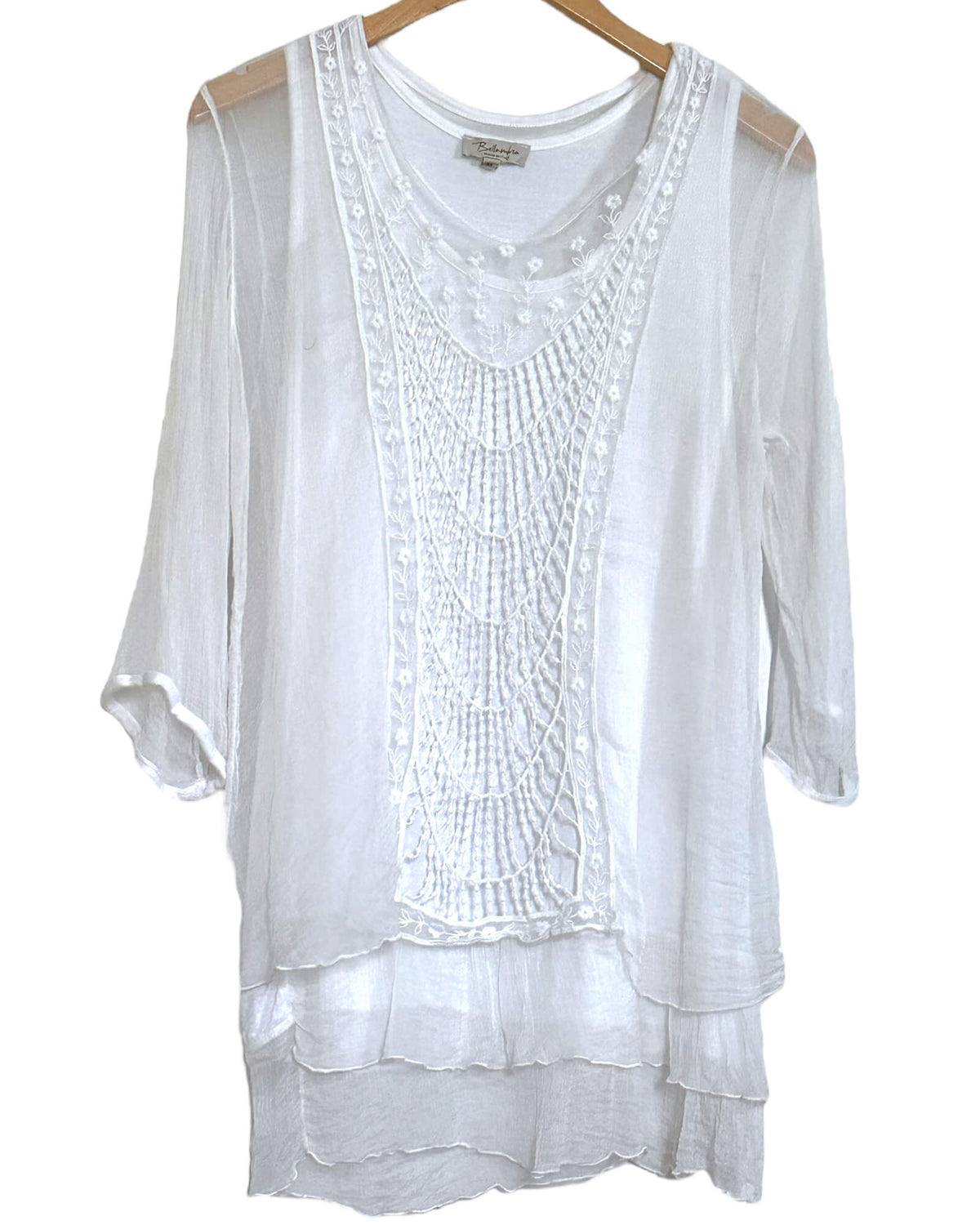 Light Summer BELLAMBIA crochet silk lace sheer tunic