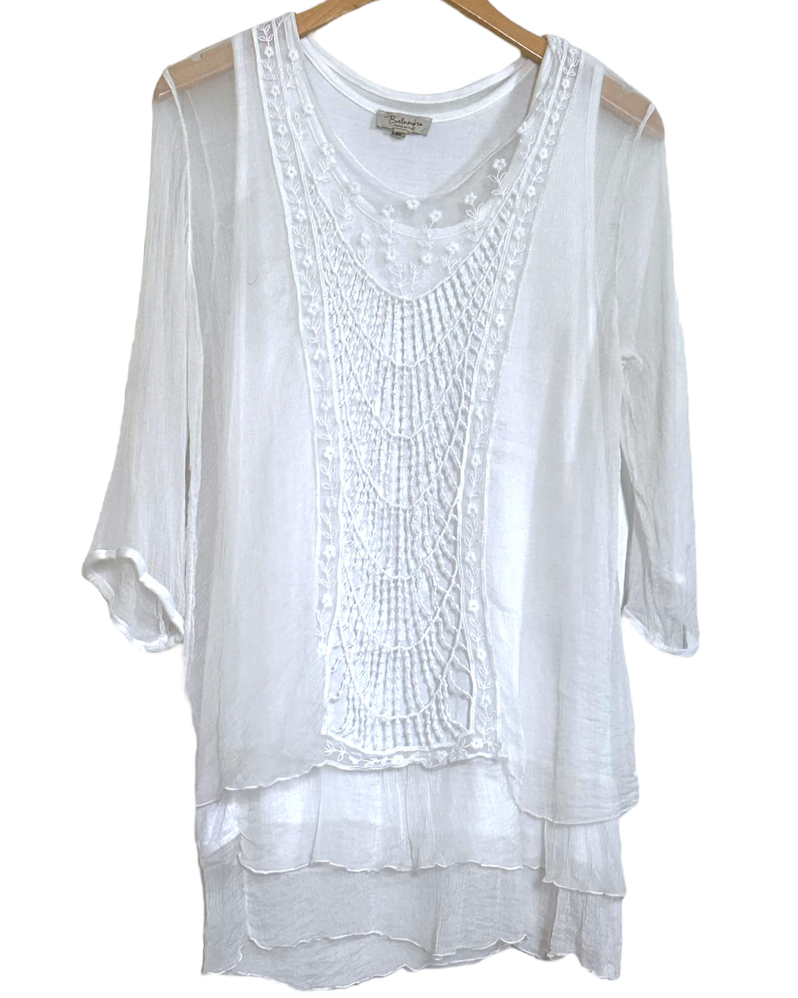 Light Summer BELLAMBIA crochet silk lace sheer tunic