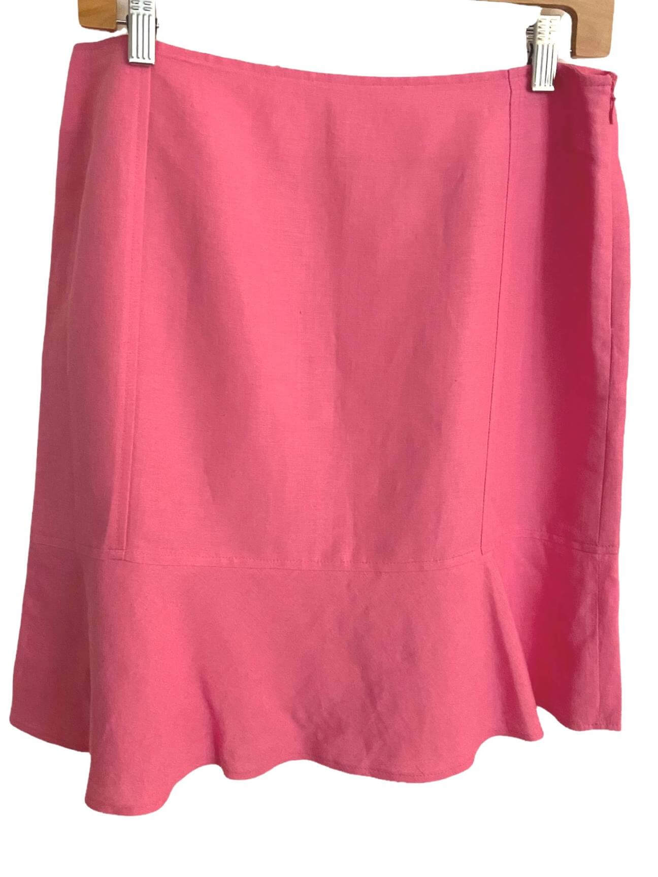 Light Summer CASUAL CORNER ANNEX pink linen ruffle skirt