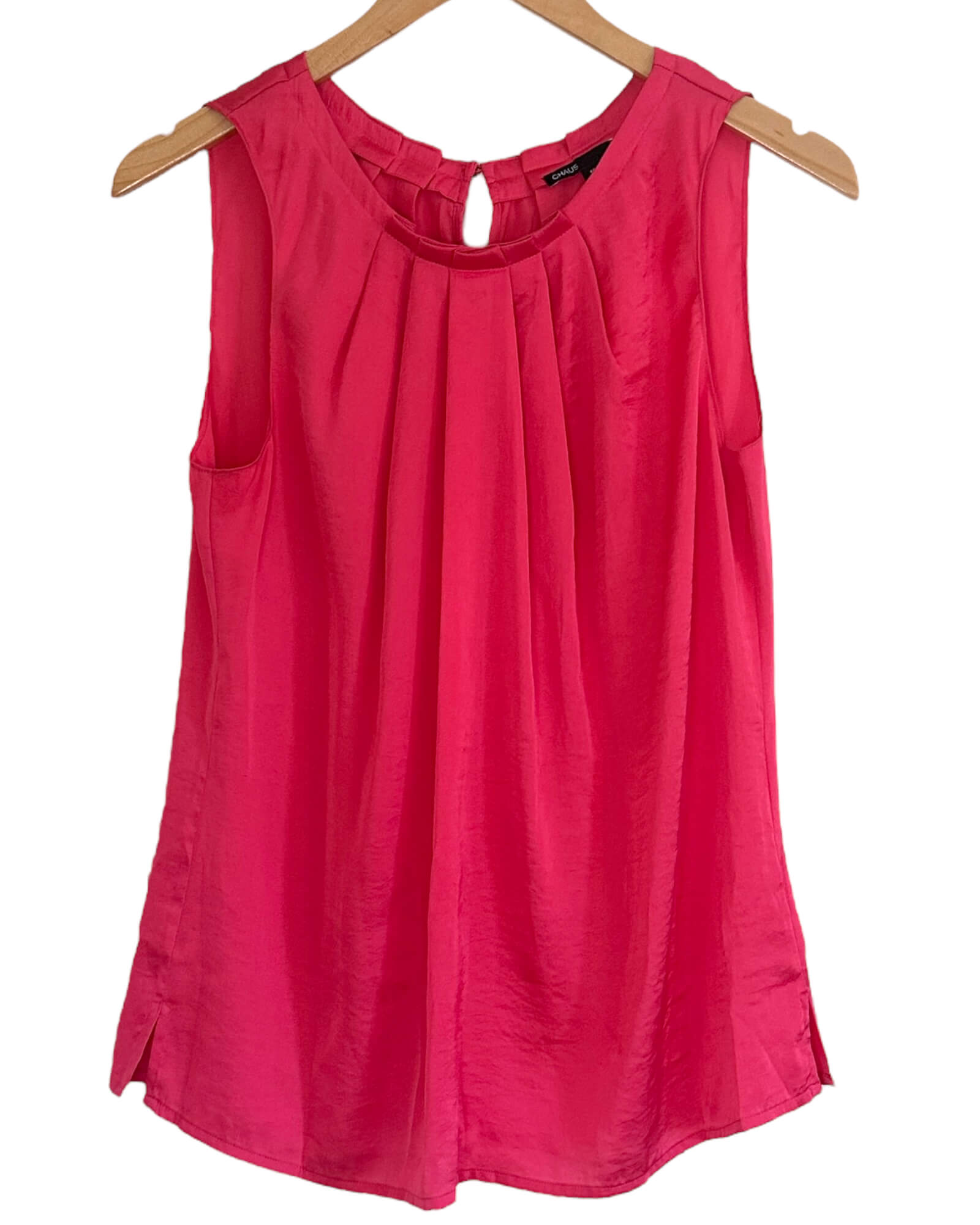 Light Summer CHAUS sleeveless pleated pink blouse top