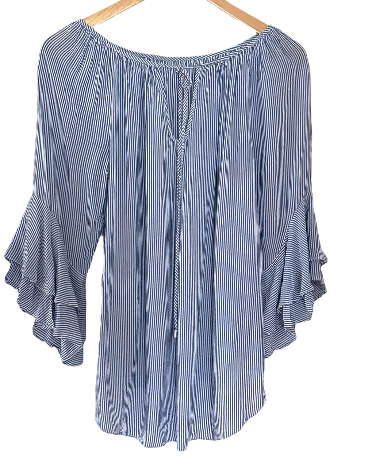 Light Summer GIBSON LATIMER stripe ruffle shirt blouse top