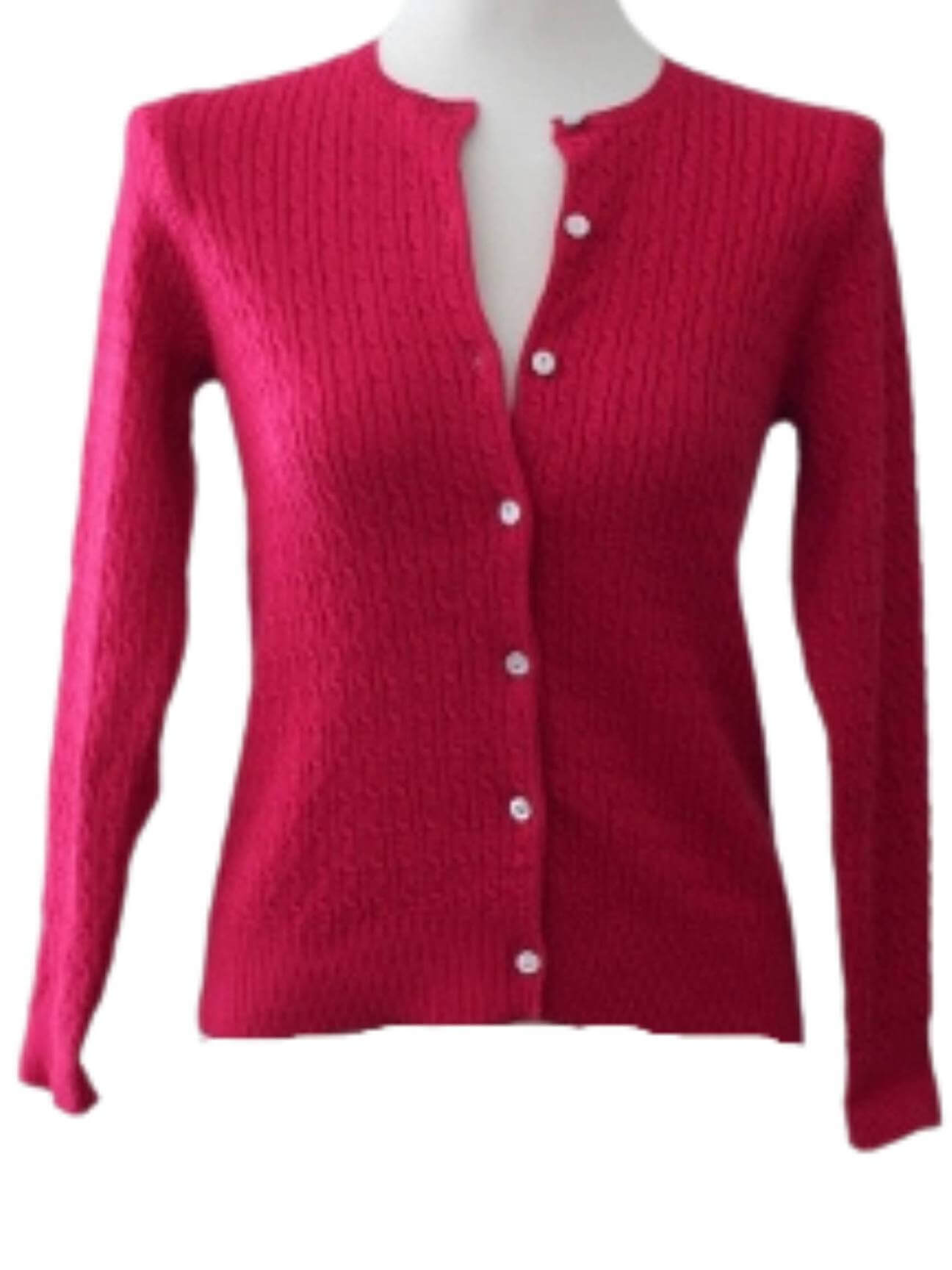 Light Summer J.CREW raspberry cable knit cardigan sweater