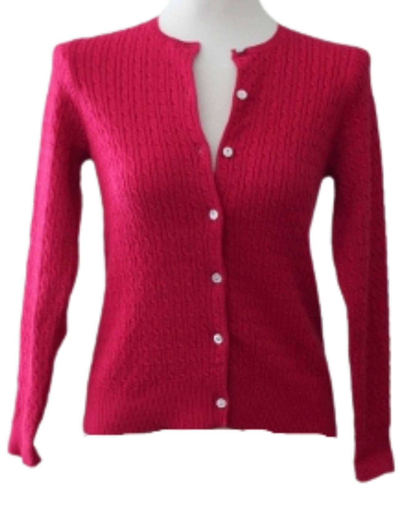 Light Summer Raspberry Cable Knit Cardigan
