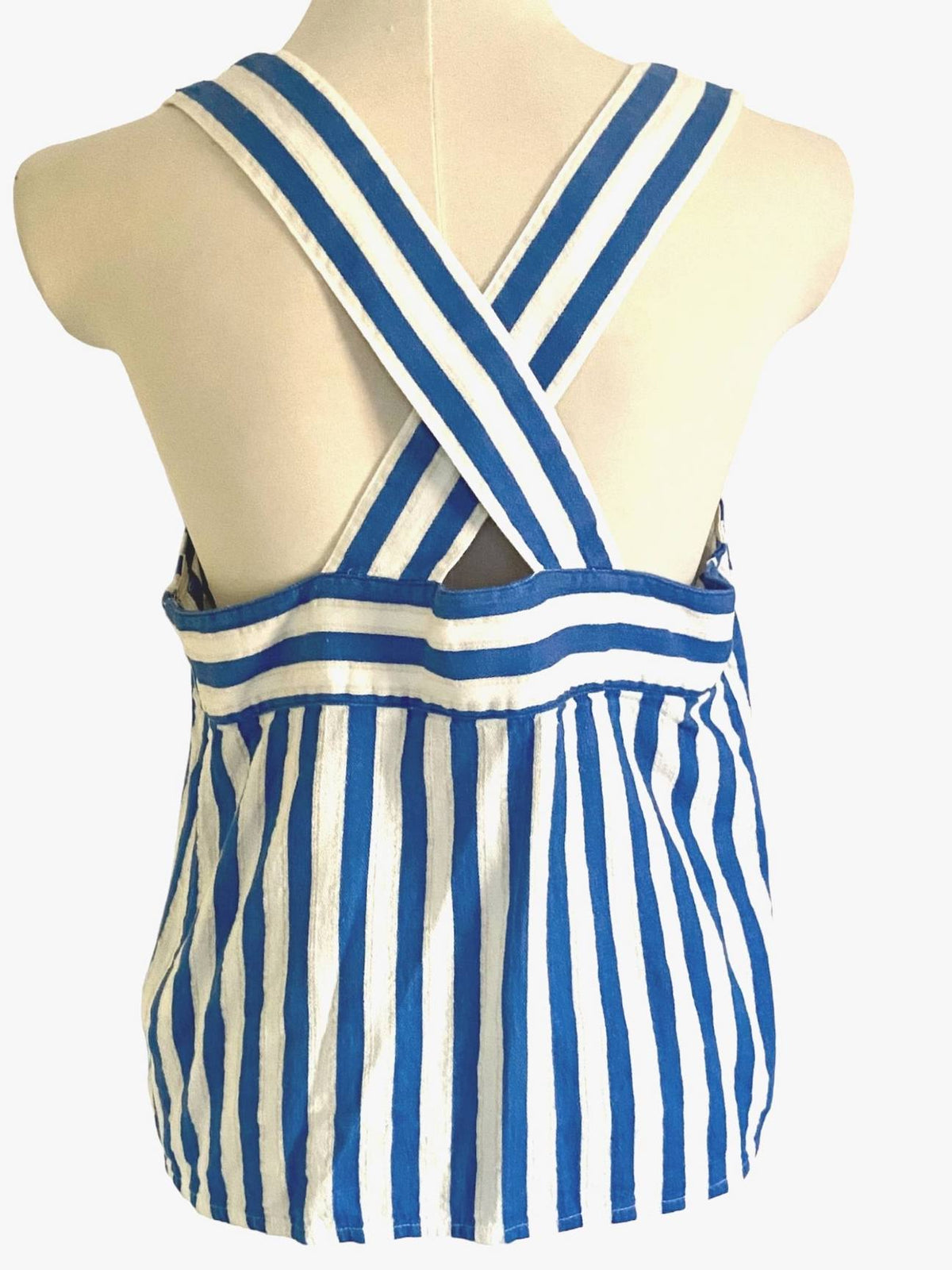 light summer j.crew criss-cross back blue stripe top
