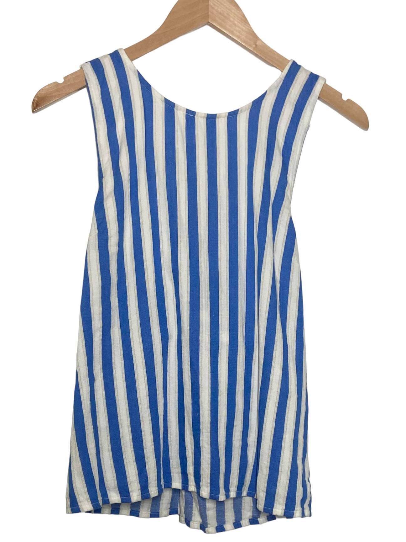 Light Summer J.CREW blue stripe crisscross back sleeveless top