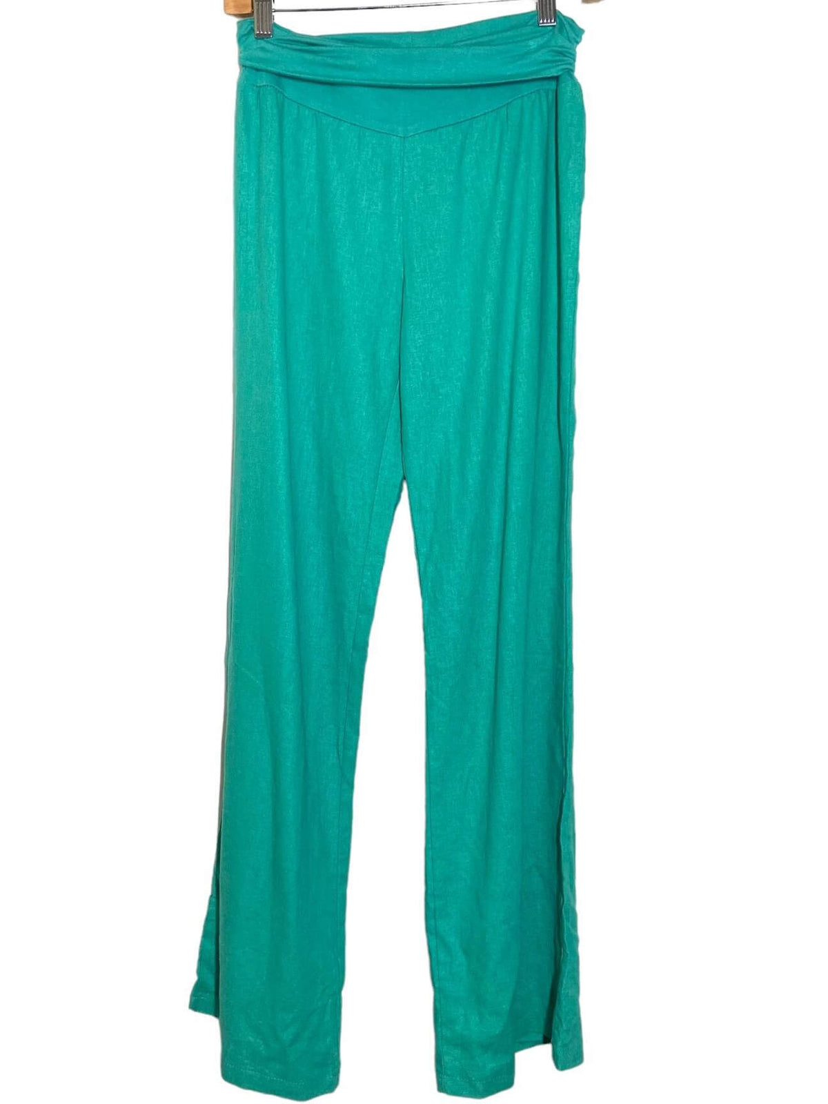 Light Summer LOVE TREE aqua linen pants
