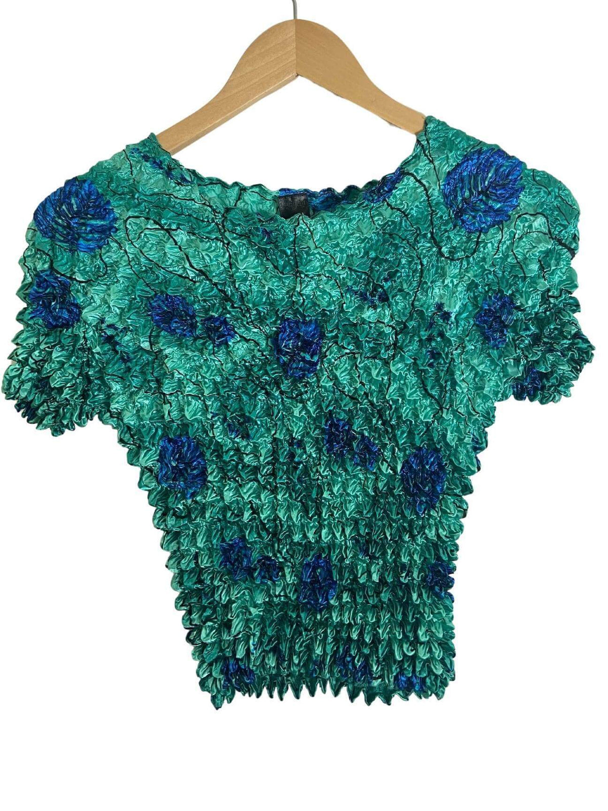 Light Summer MAGIC SCARF blue green popcorn top