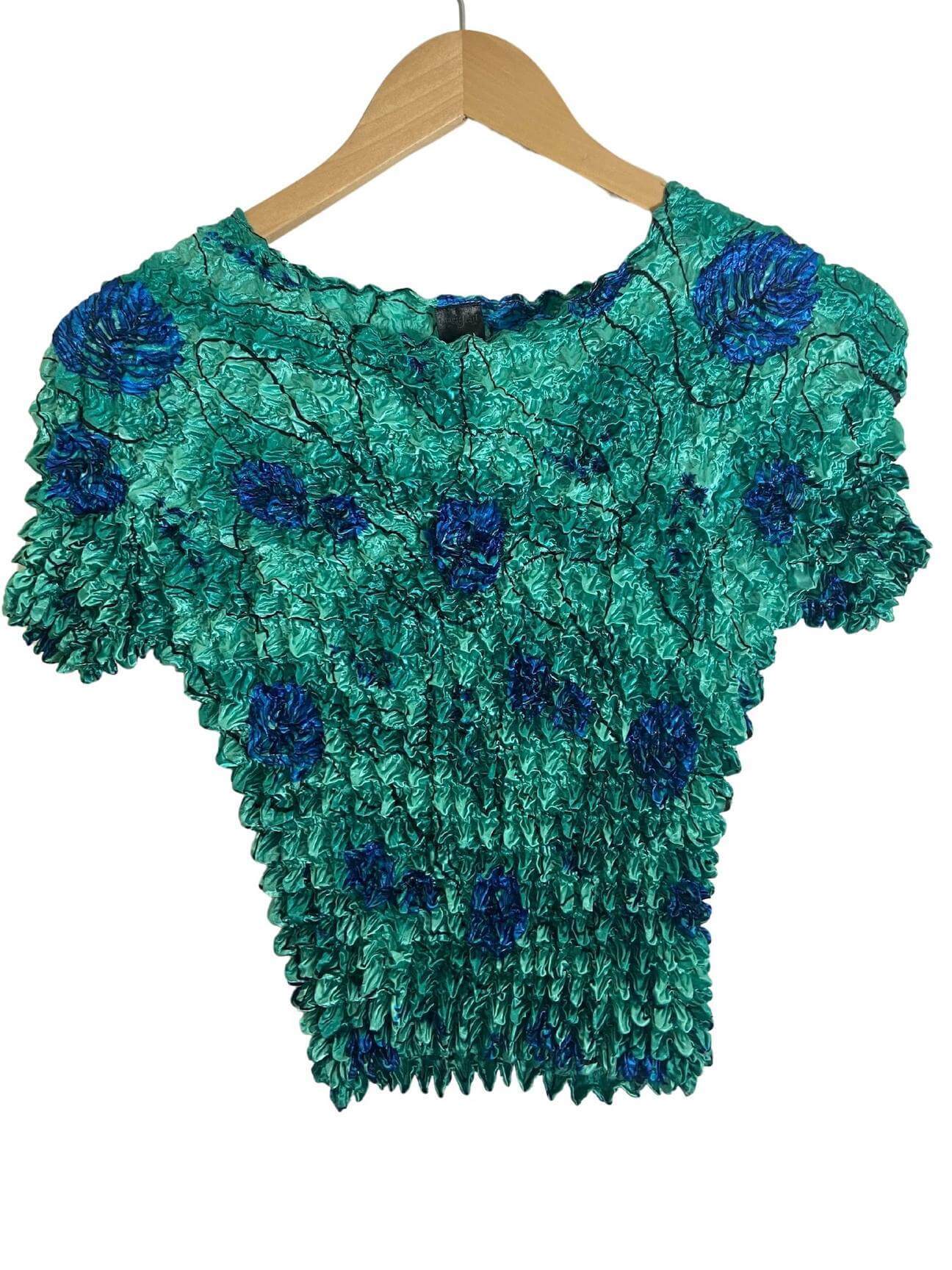 Light Summer MAGIC SCARF blue green popcorn top