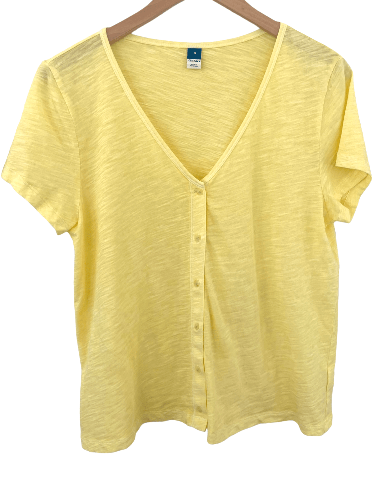 Light Summer OLD NAVY morning sun yellow split v-neck button-front top