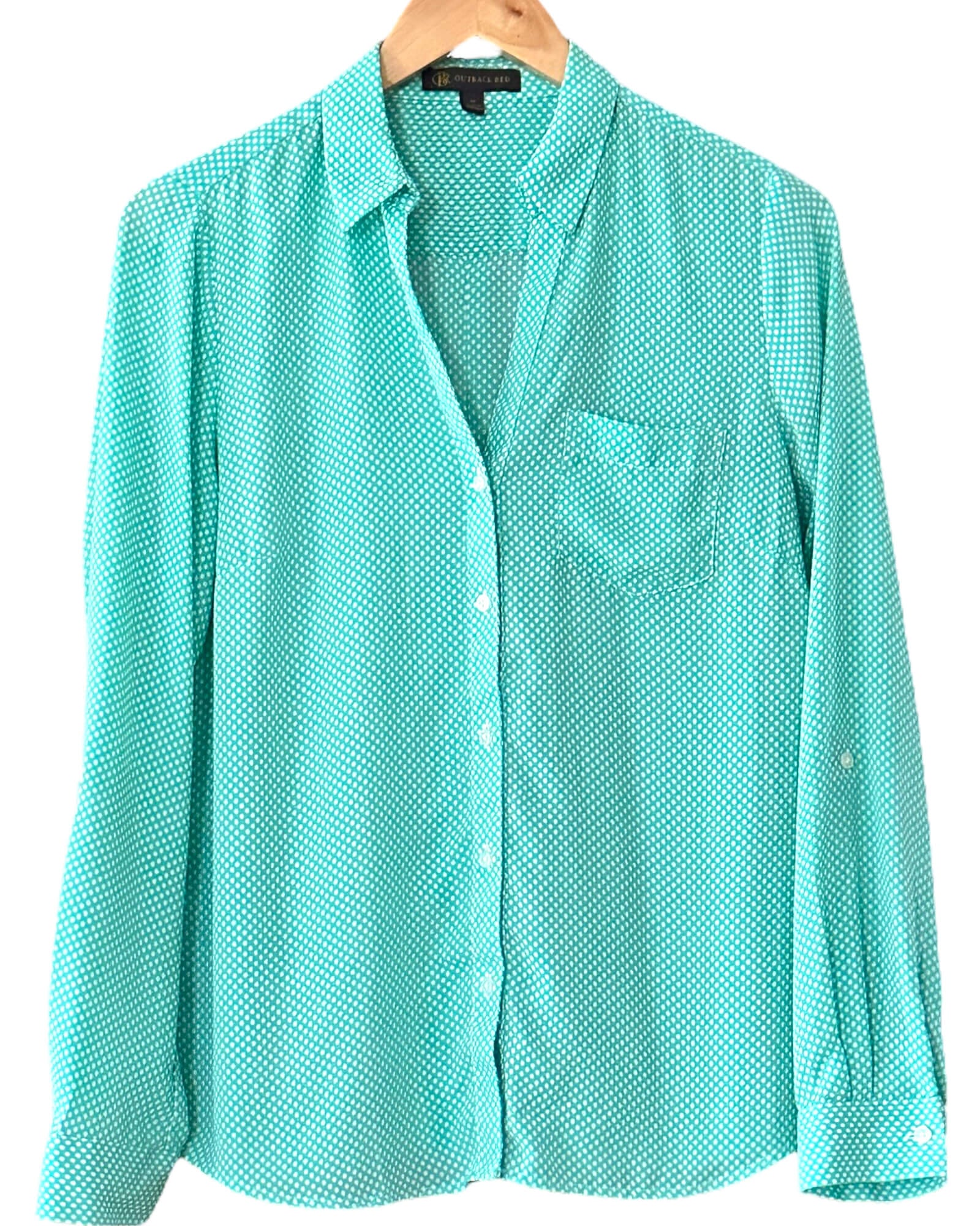 Light Summer OUTBACK RED green dot button down shirt