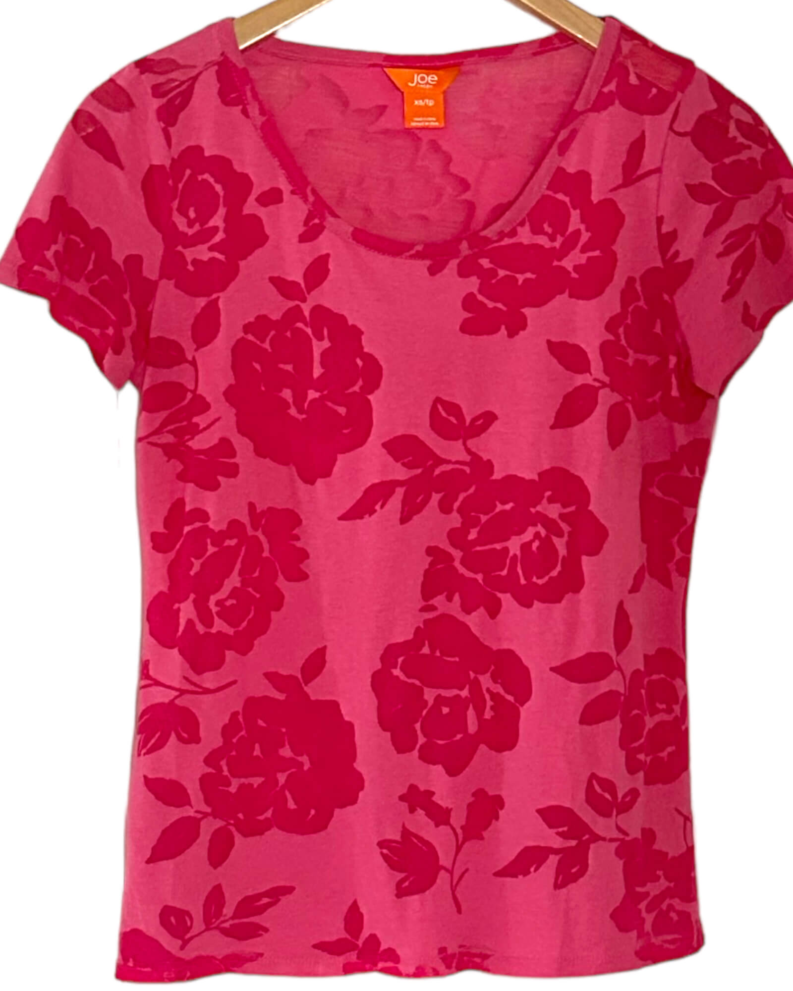 Light Summer JOE FRESH pink rose print tee t-shirt