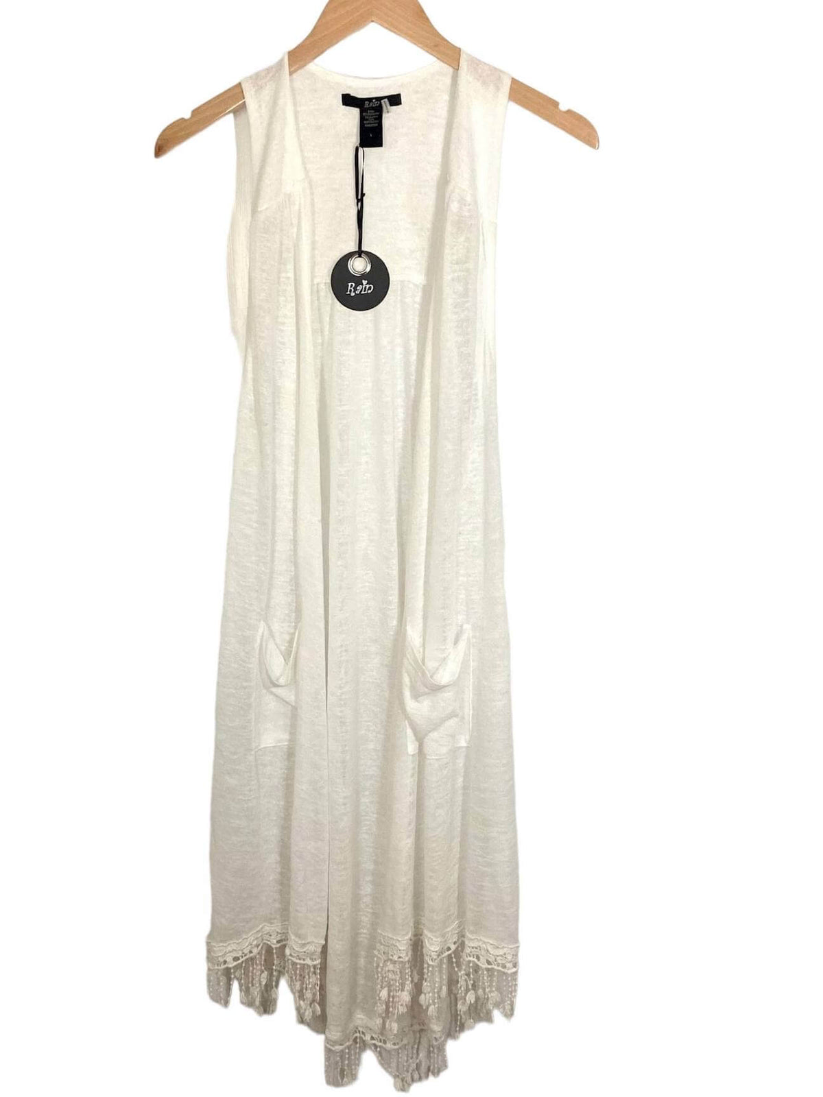 Light Summer RAIN sleeveless fringe knit topper