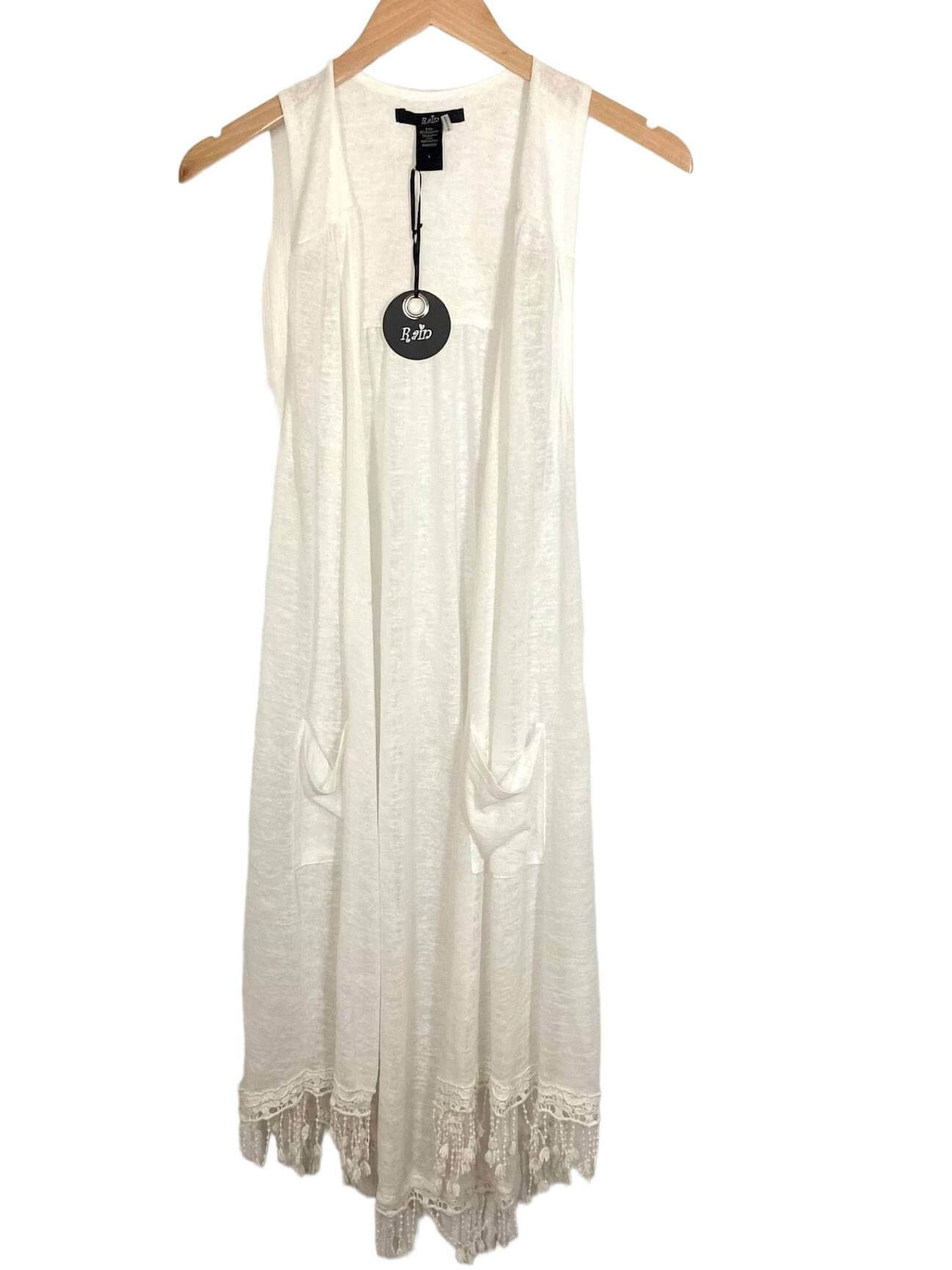 Light Summer RAIN sleeveless fringe knit topper