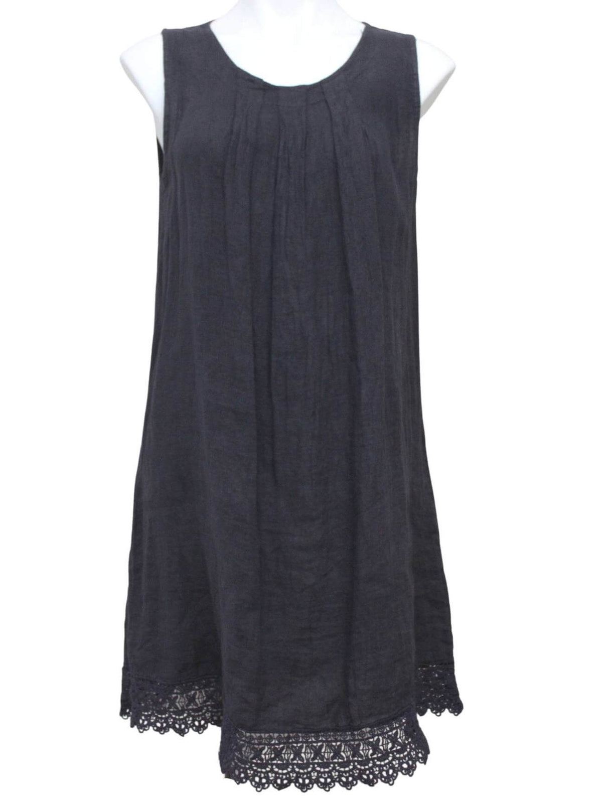 Light Summer ROSEMARIE ITALY slate gray linen dress