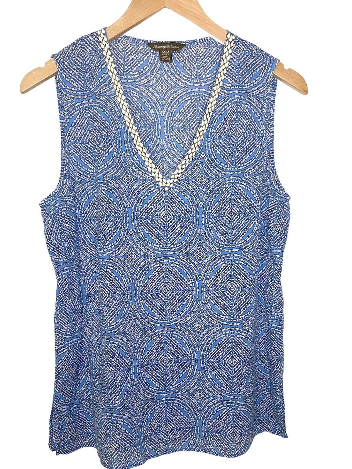 Light Summer TOMMY BAHAMA beaded print sleeveless top