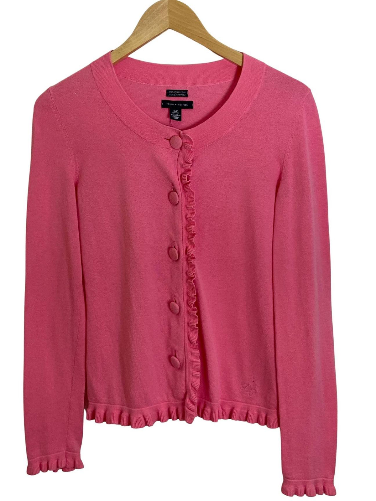 Light Summer TOMMY HILFIGER pink ruffle cardigan
