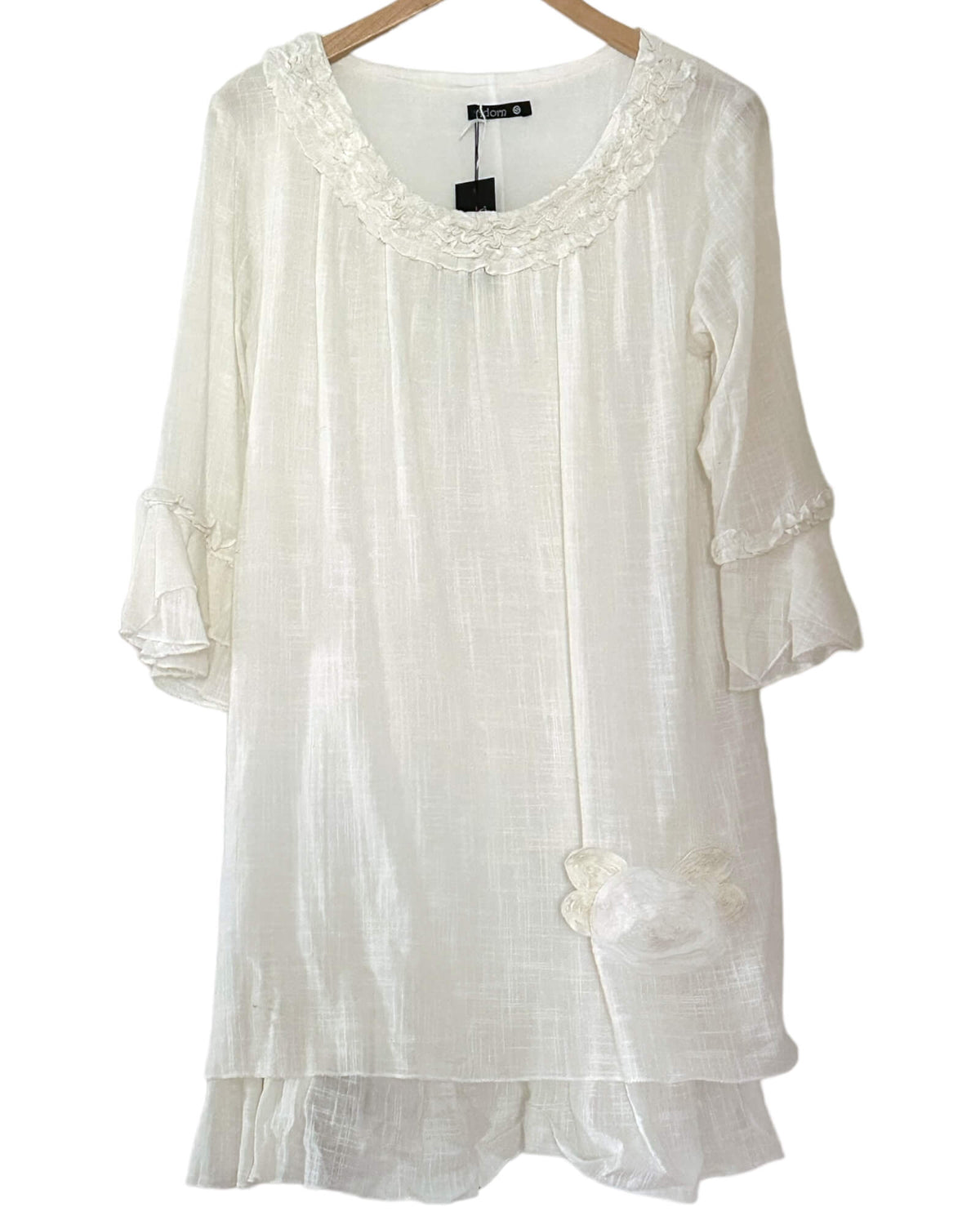 Light Summer ADORN white linen ruffle dress