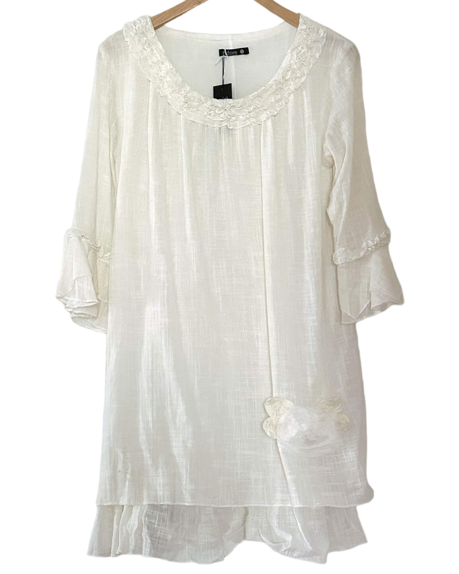 Light Summer ADORN white linen ruffle dress