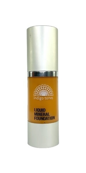 Indigo Tones Liquid Mineral Foundation Barbra for dark warm beige skin tones