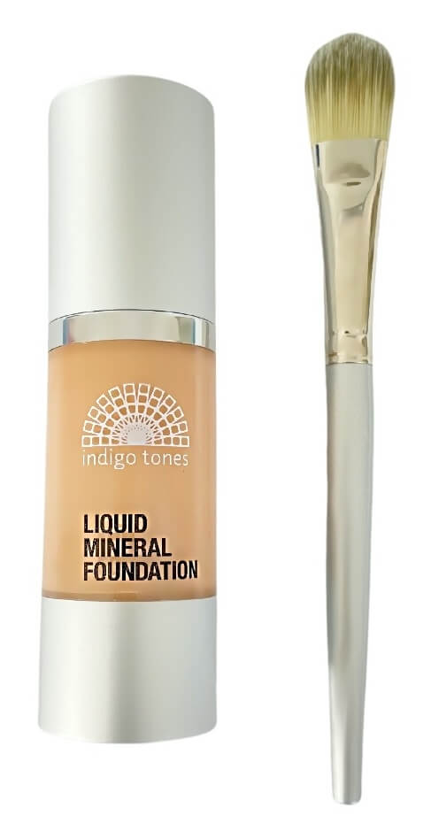 Indigo Tones Liquid Mineral Foundation &amp; Brush Set Collection