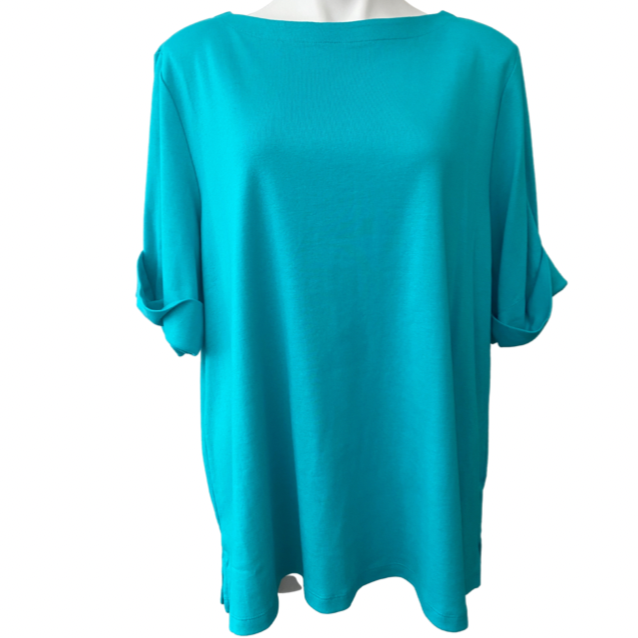 Bright Winter Karen Scott turquoise boatneck top