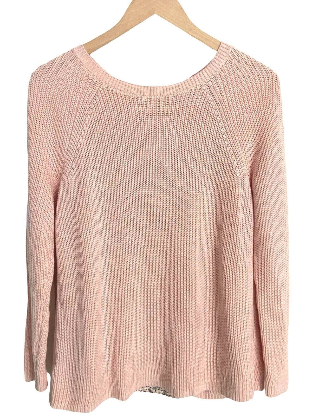 Soft Autumn ANN TAYLOR LOFT rose pink tie back sweater