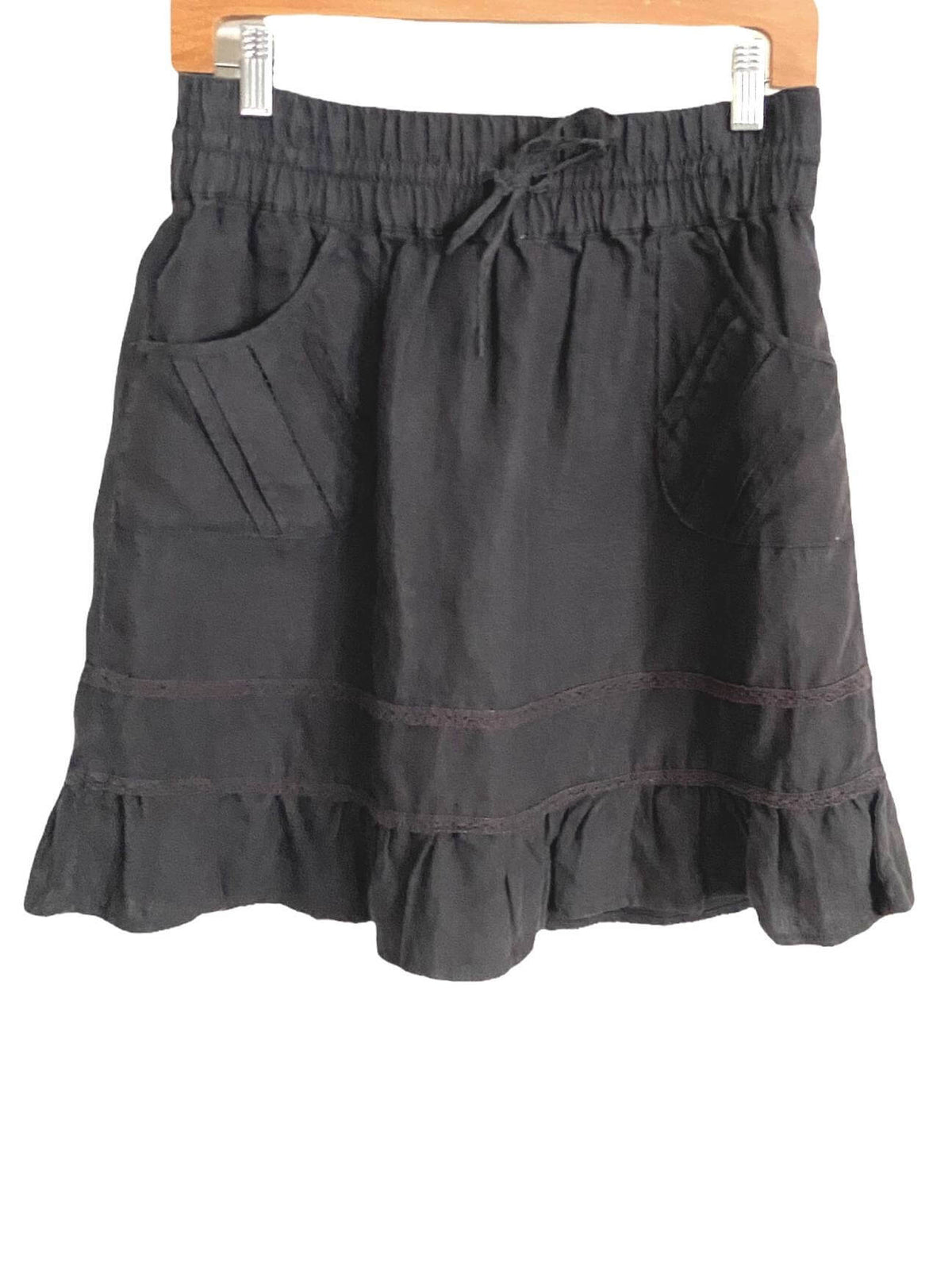 Soft Autumn ATHLETA gray linen ruffle skirt