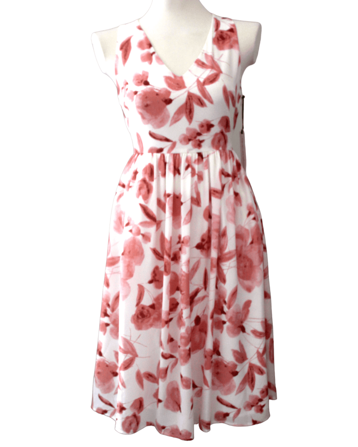 Soft Autumn CUPCAKES AND CASHMERE peach pink floral print cross-back dress
