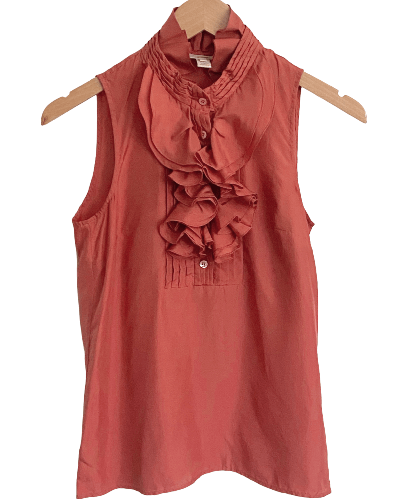 Soft Autumn J.CREW spice ruffle sleeveless silk blouse