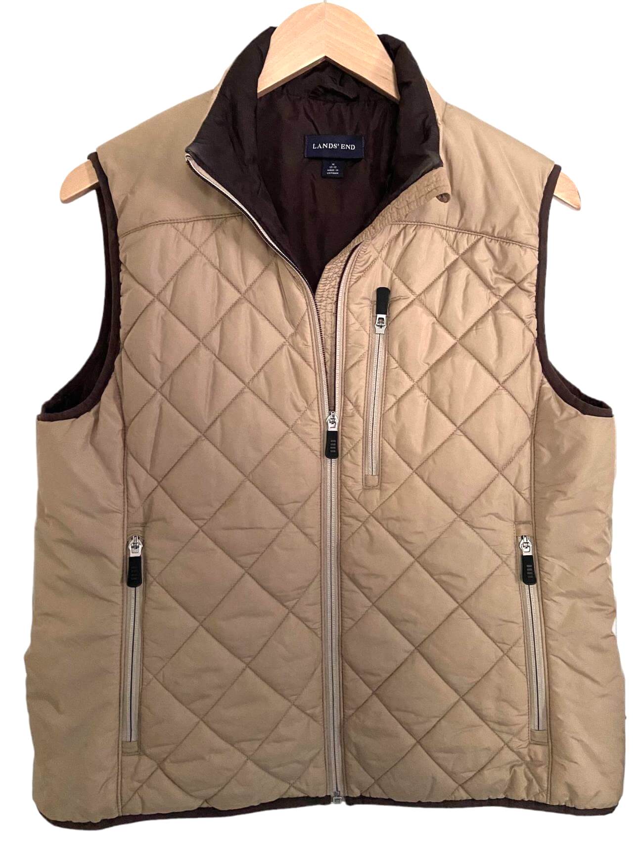 Soft Autumn LAND'S END brown and tan quilted puffer vest