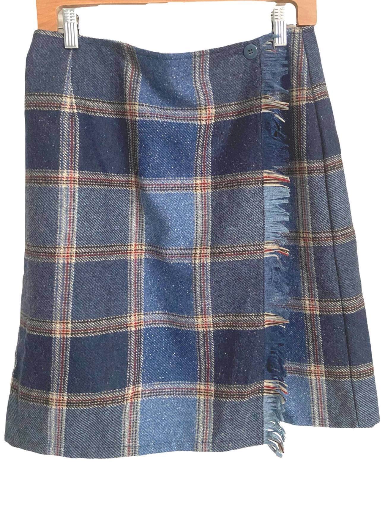 Long Wool Skirt in Autumn Plaid