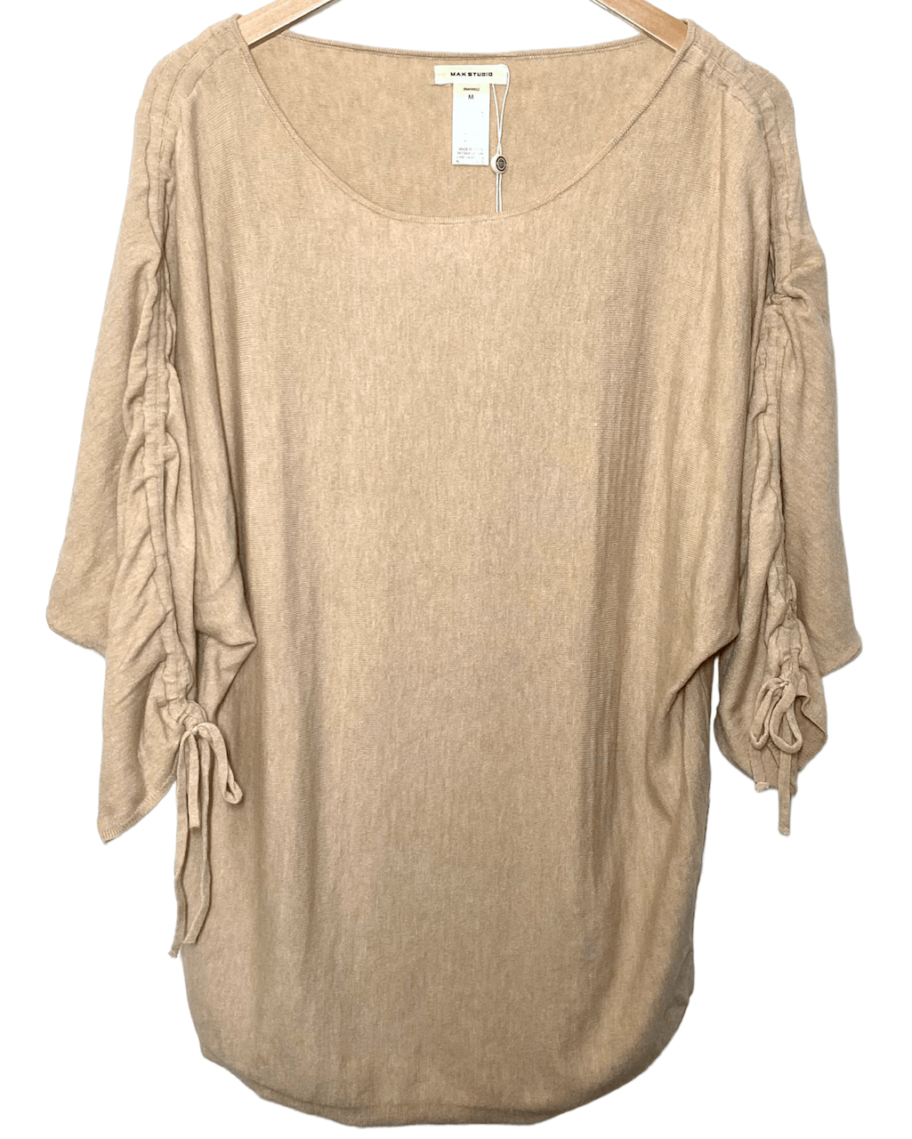 Soft Autumn Wheat Ruched Sleeve Sweater