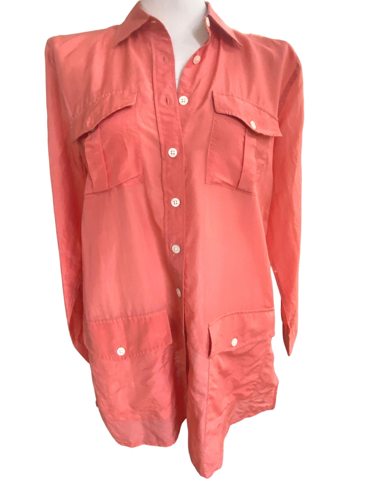 Soft Autumn Orange Button-down Tunic Shirt