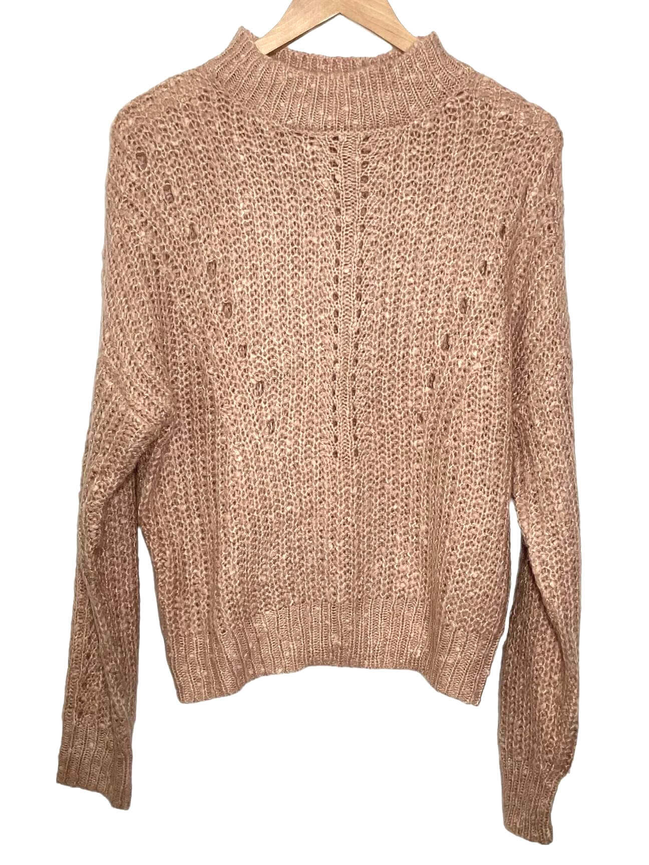Soft Summer ALMOST FAMOUS almond tan open knit sweater