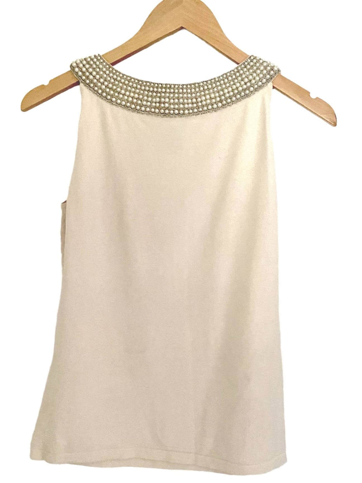 Soft Summer ANN TAYLOR pearl beaded sleeveless top