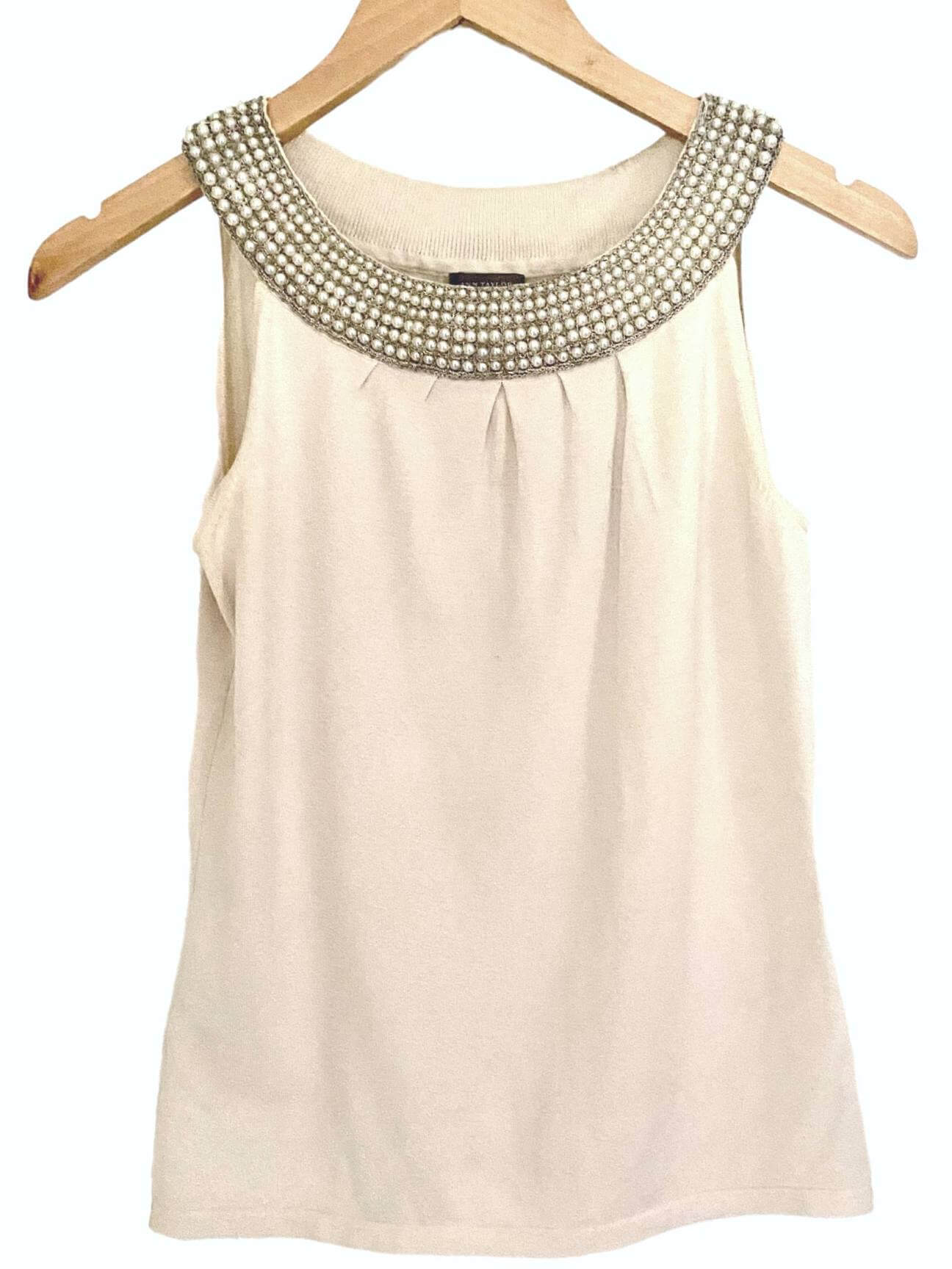 Soft Summer ANN TAYLOR pearl beaded top