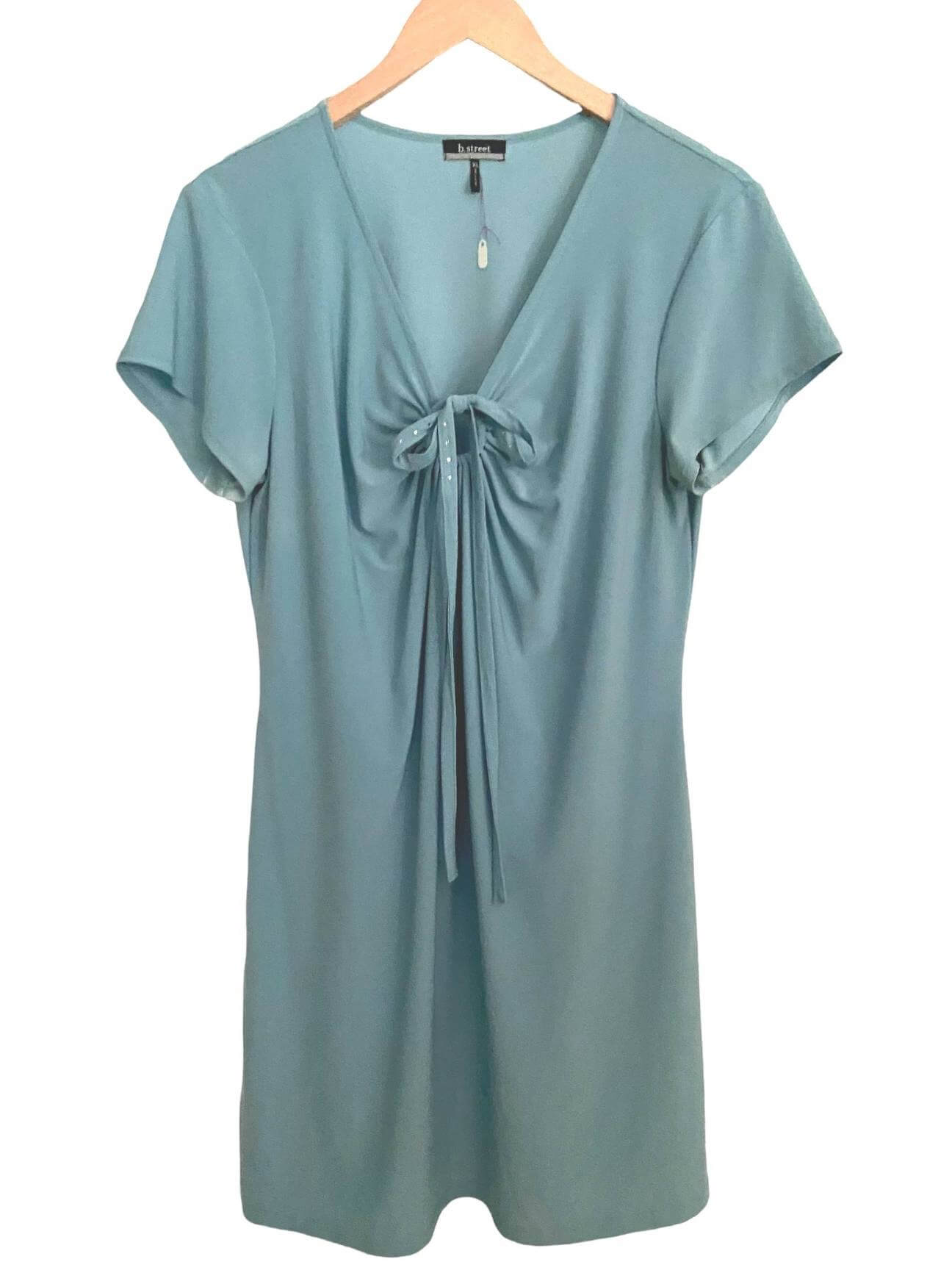 Soft Summer B.STREET blue v-neck tie dress