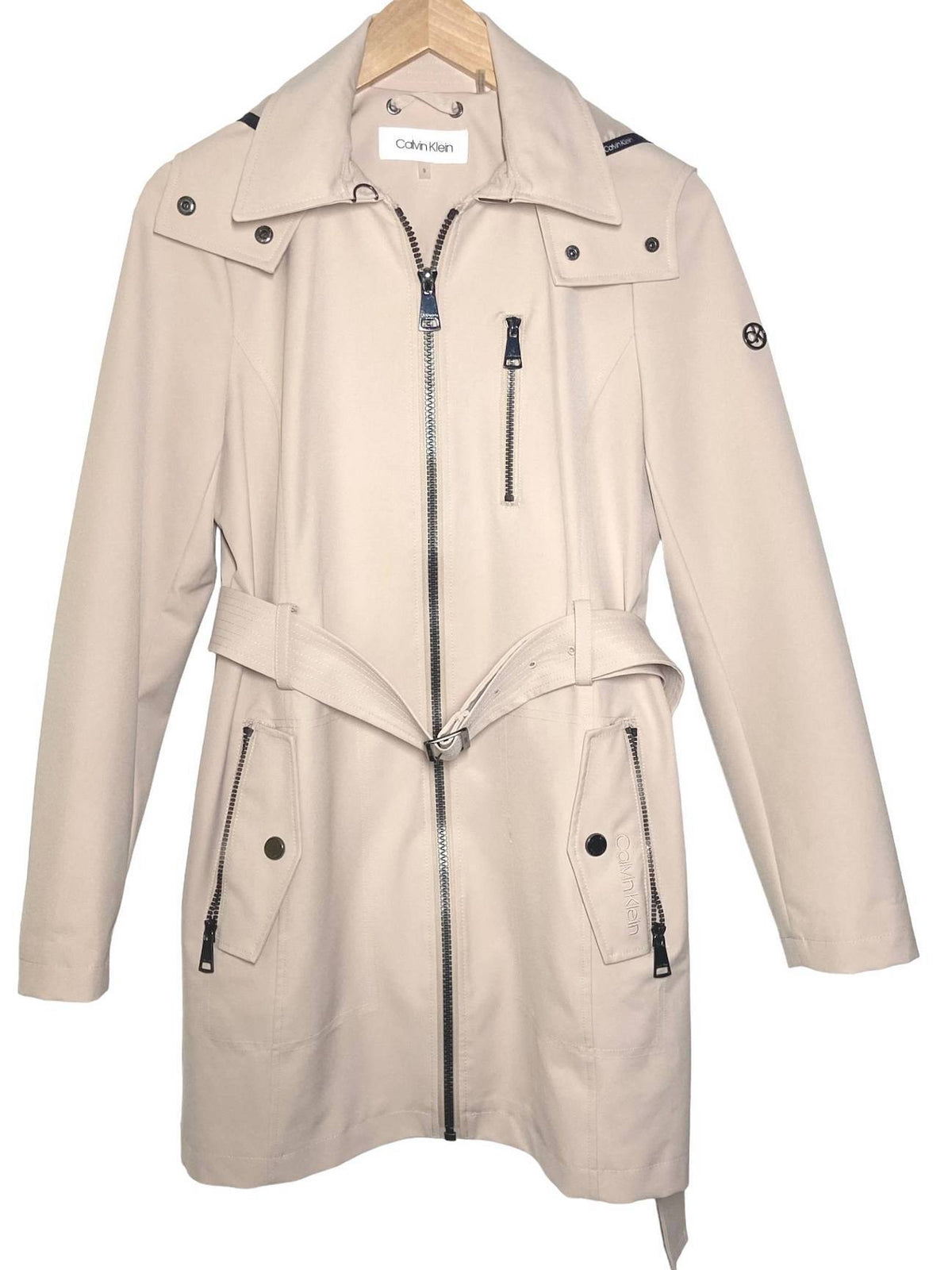 Soft Summer CALVIN KLEIN beige hooded belted jacket