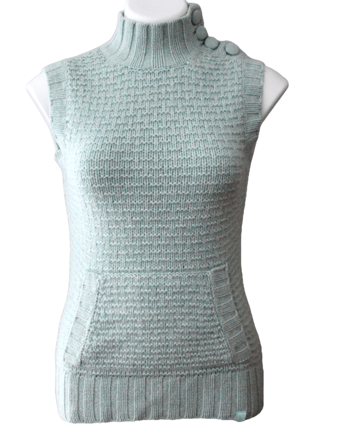 Soft Summer EMS Eastern Mountain Sports dusty sage sleeveless wool button sweater