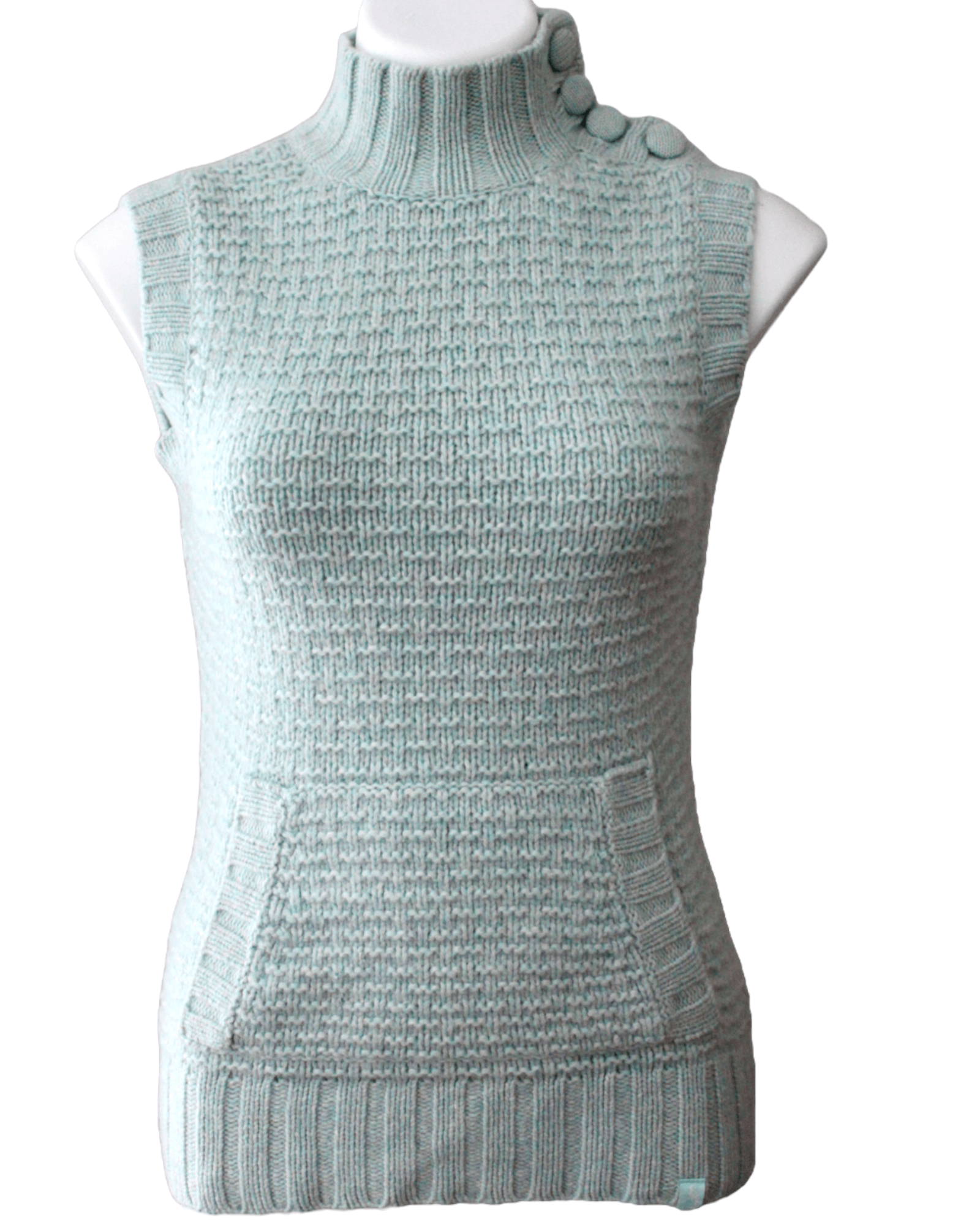 Soft Summer EMS Eastern Mountain Sports dusty sage sleeveless wool button sweater